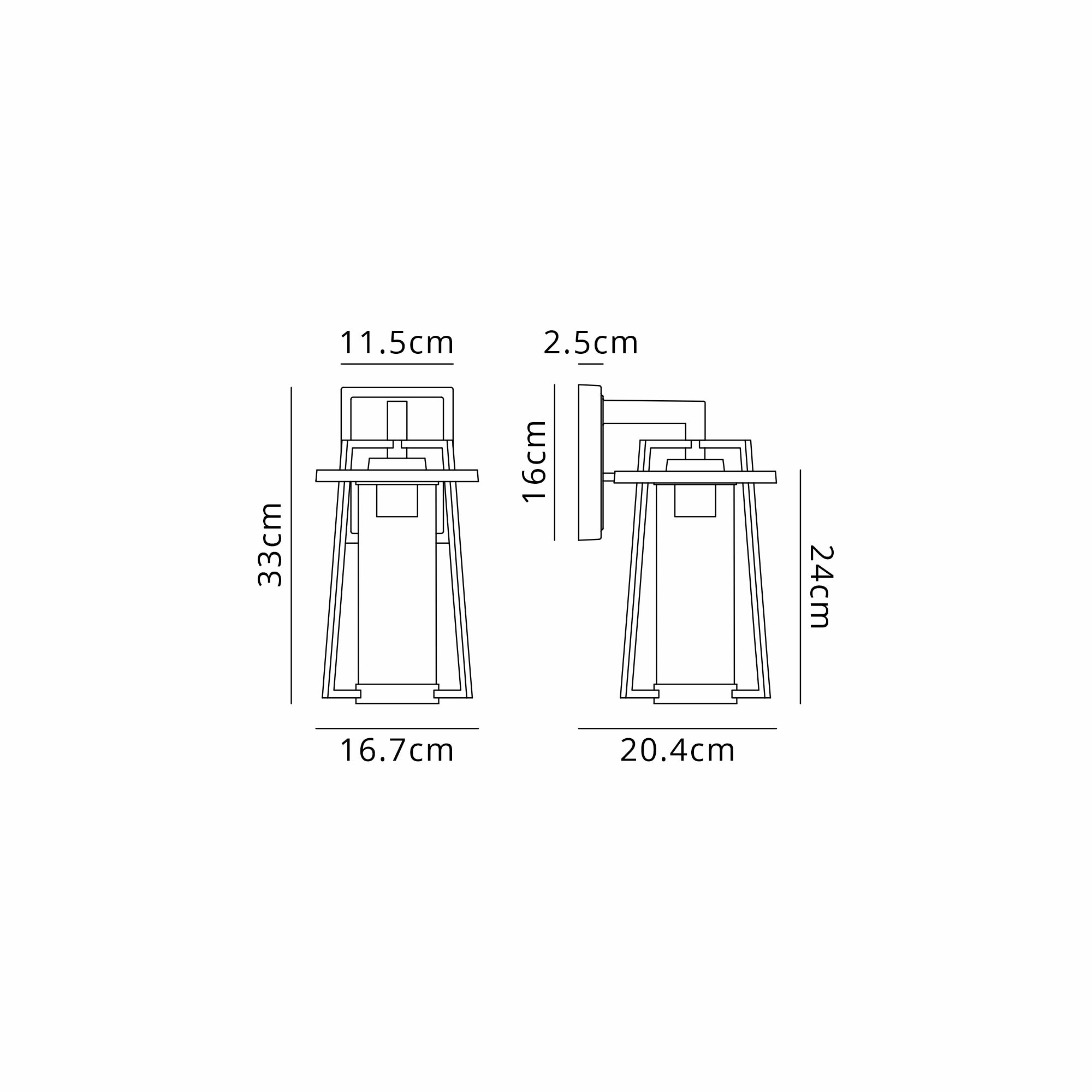 Fayre Down Trapezium Frame Cylinder Glass Wall Lamp- Oil Rubbed Brass/Clear Glass