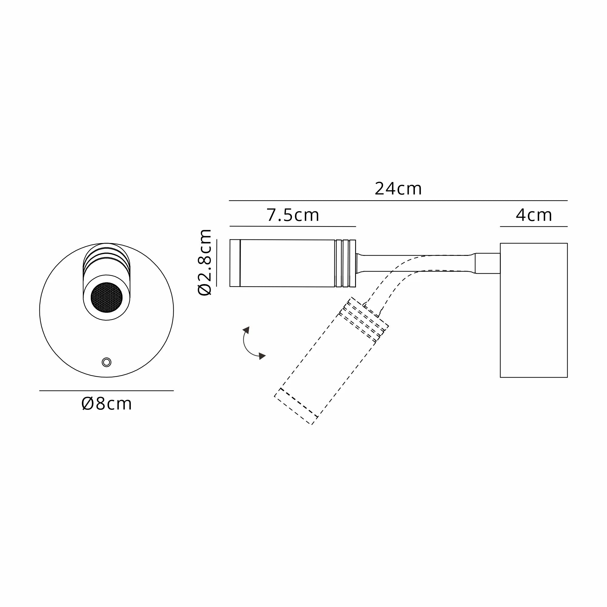 Roux Rechargeable Battery Operated Wall Light- Black/ Brass & White/ Chrome Finishes