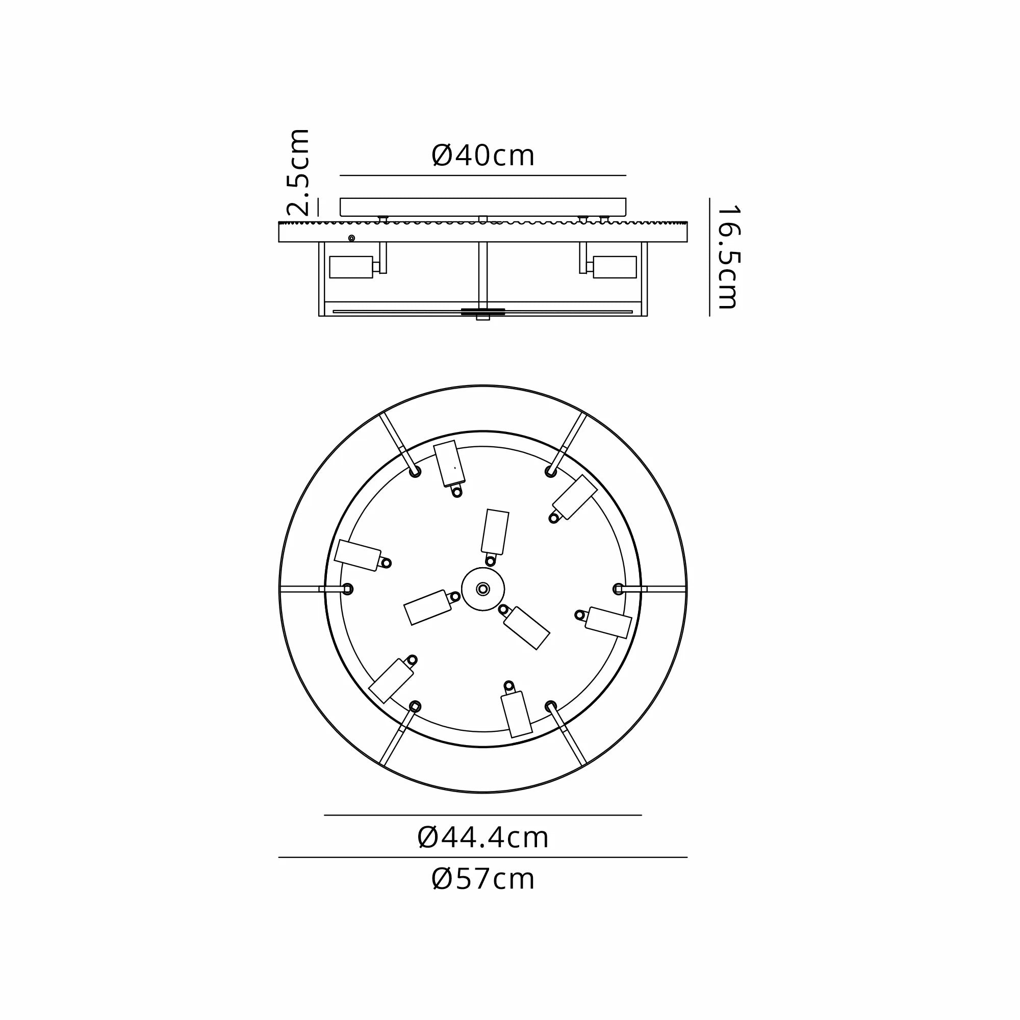Jonas Round Flush Ceiling Light- Various Sizes & Finishes