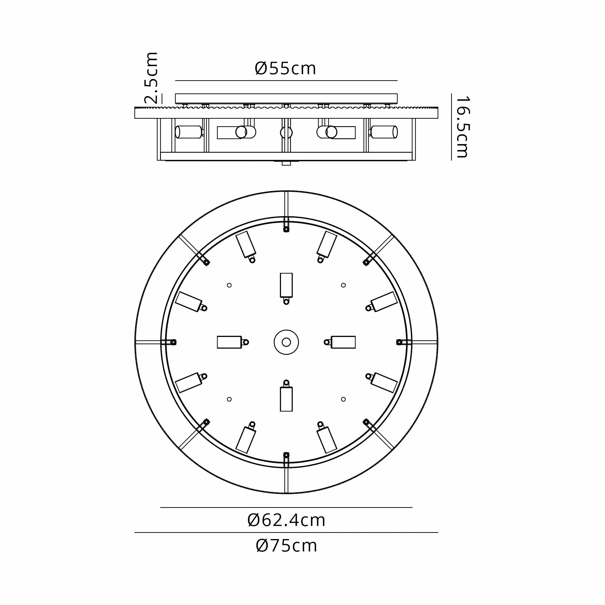 Jonas Round Flush Ceiling Light- Various Sizes & Finishes