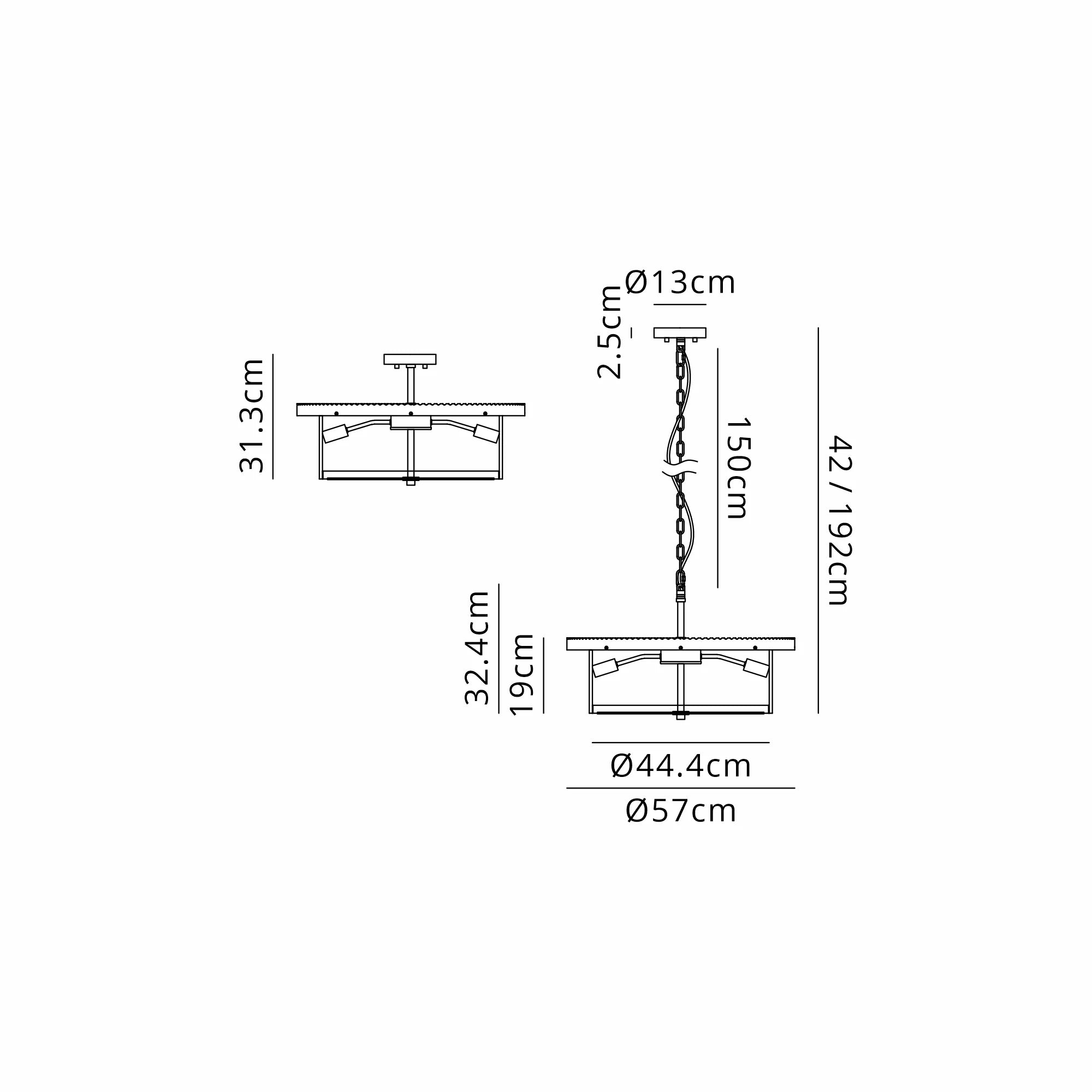 Jonas 9/12/15 Lt Round Pendant/Semi Ceiling- Various Finishes & Sizes