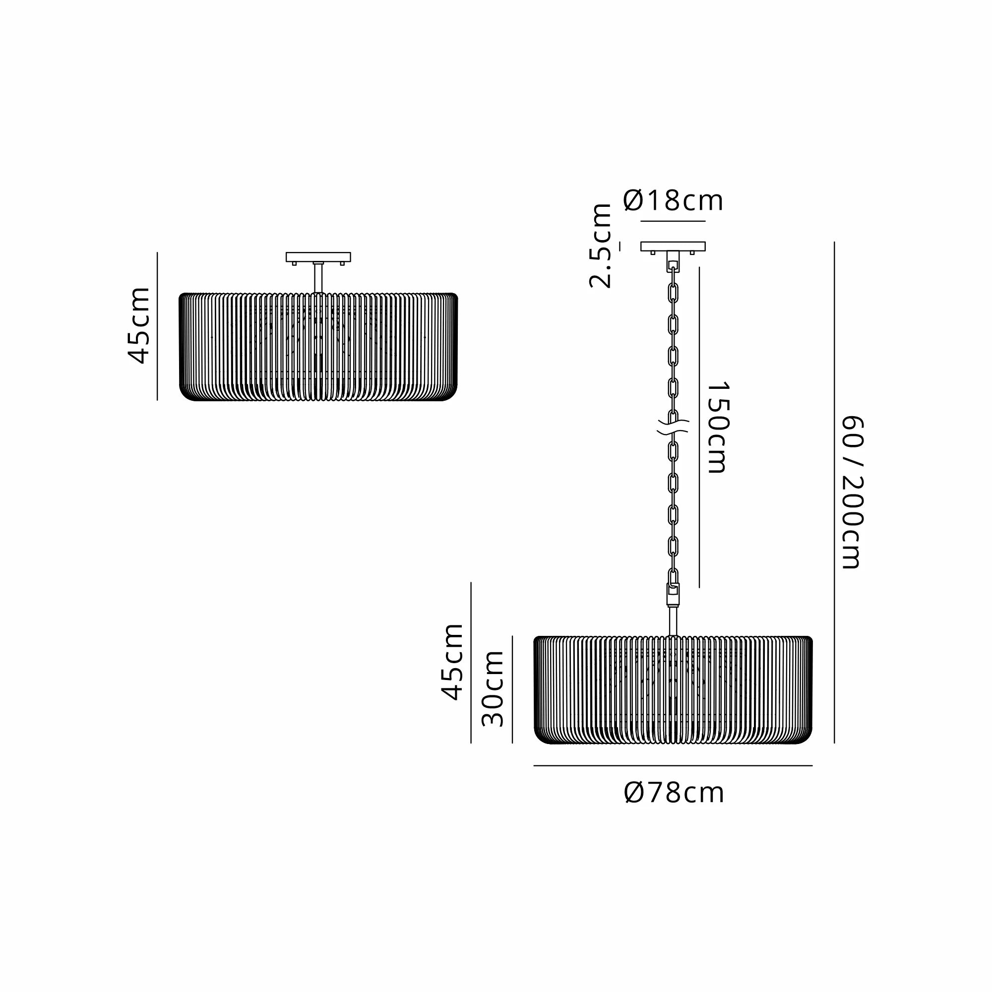 Jonas 9/12/15 Lt Round Pendant/Semi Ceiling- Various Finishes & Sizes