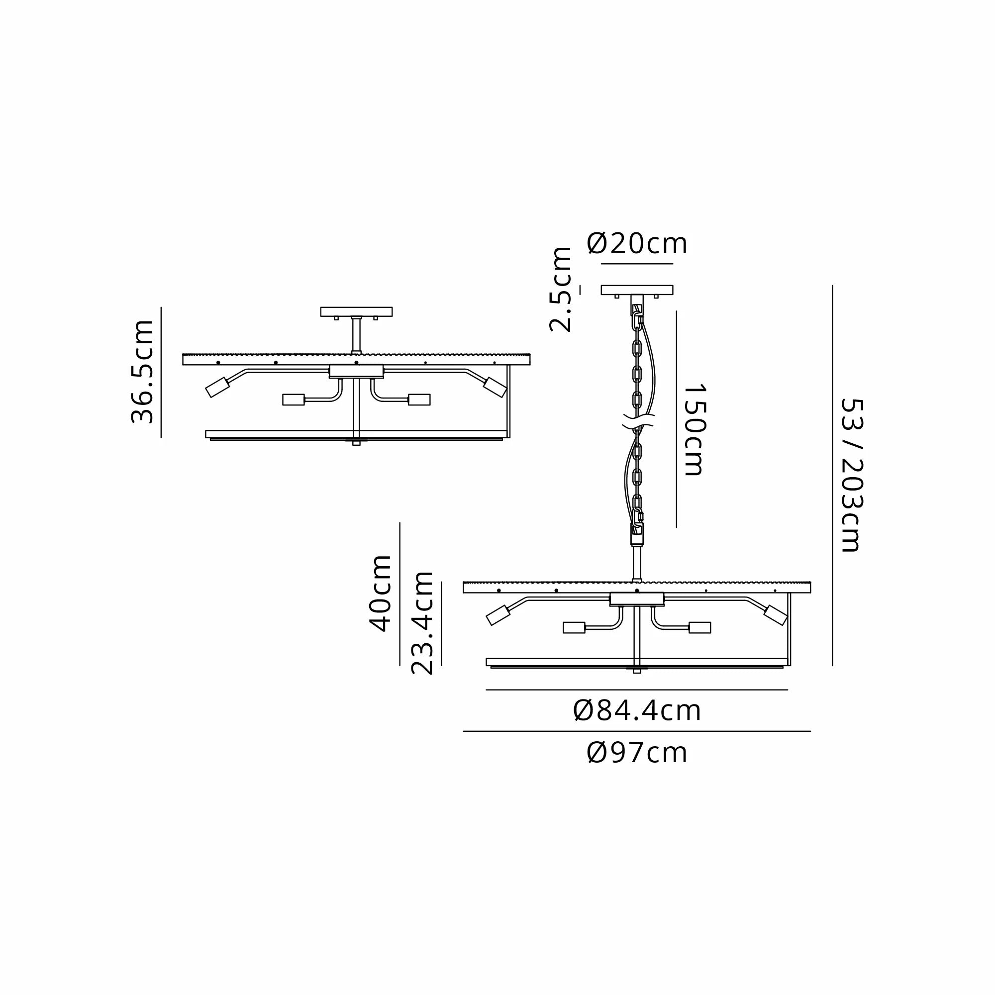 Jonas 9/12/15 Lt Round Pendant/Semi Ceiling- Various Finishes & Sizes