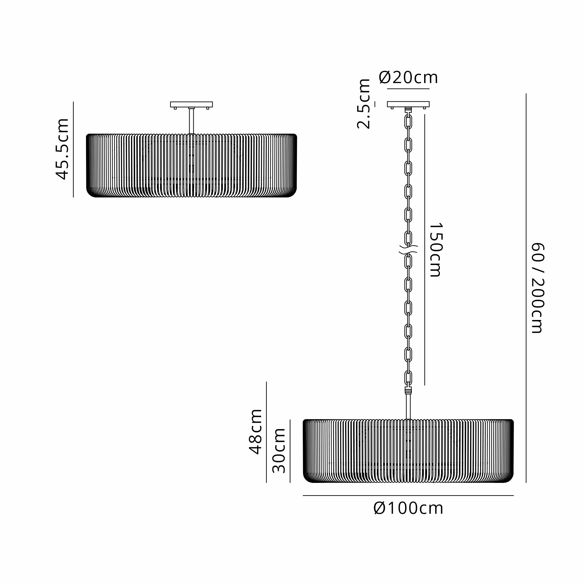 Jonas 9/12/15 Lt Round Pendant/Semi Ceiling- Various Finishes & Sizes