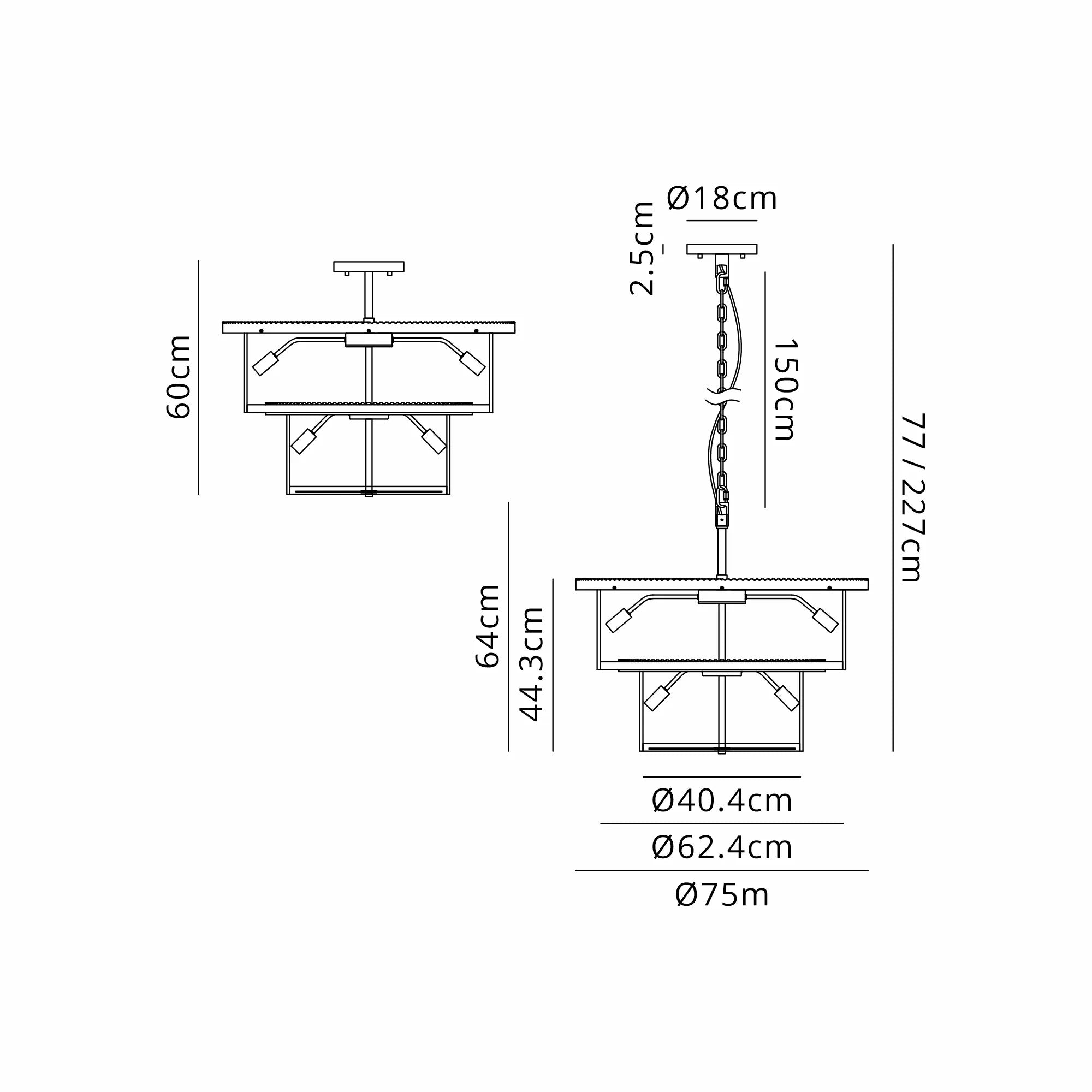 Jonas 2/3 Tier Chandelier- Various Finishes
