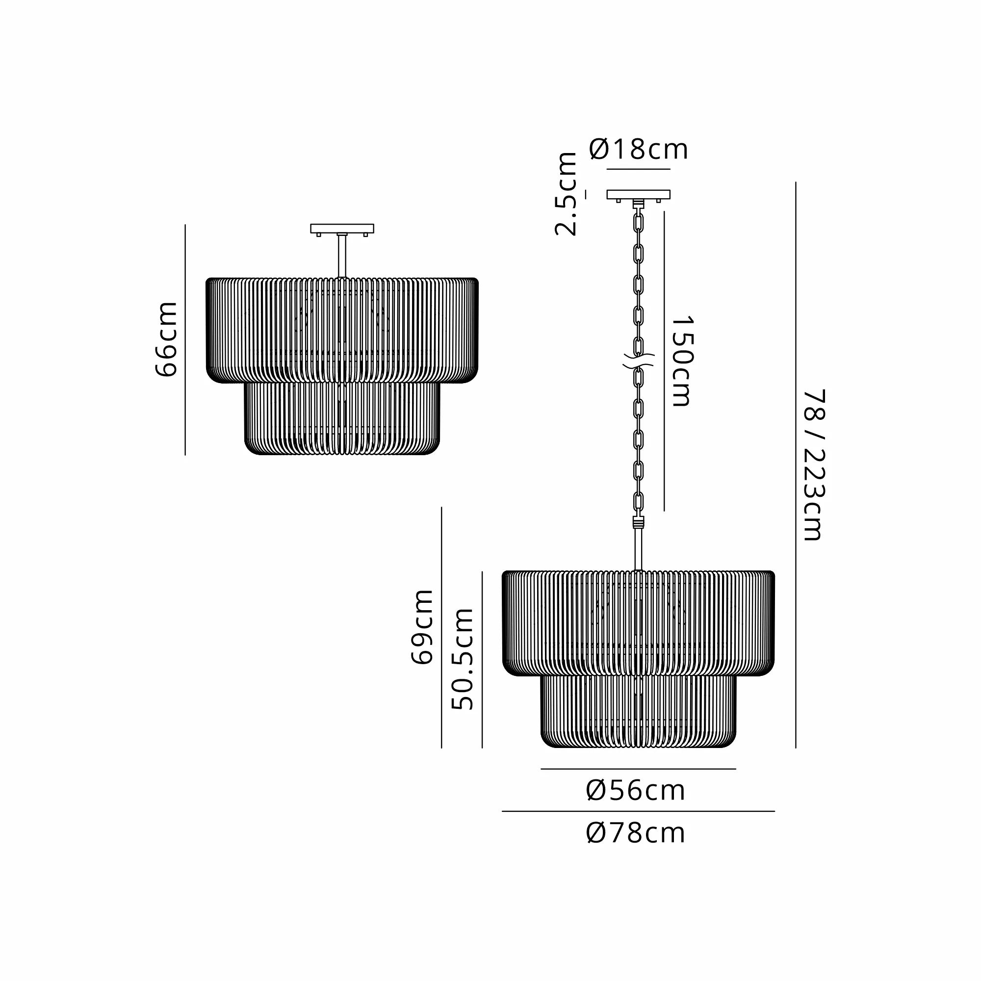 Jonas 2/3 Tier Chandelier- Various Finishes