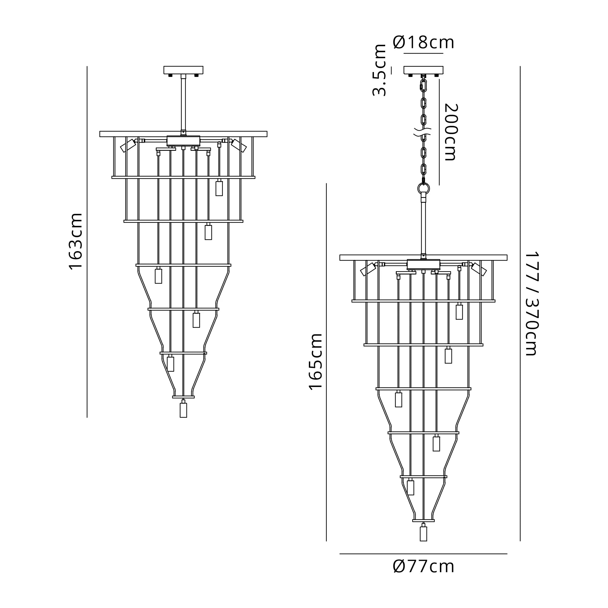 Colmar 23Lt Pendant/Fixed Ceiling Chandelier - Various Colours
