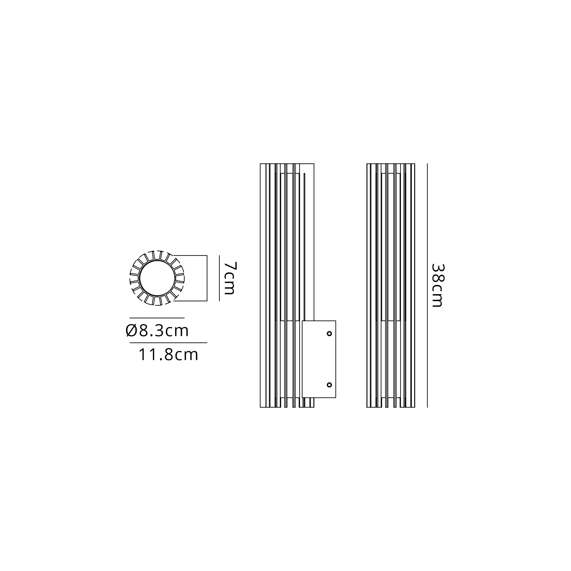 Vidal 9W/18W/22W Wall Light- Black Finish