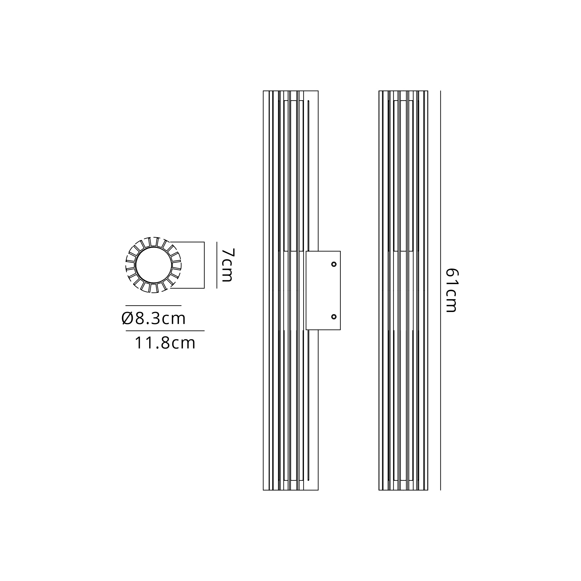 Vidal 9W/18W/22W Wall Light- Black Finish