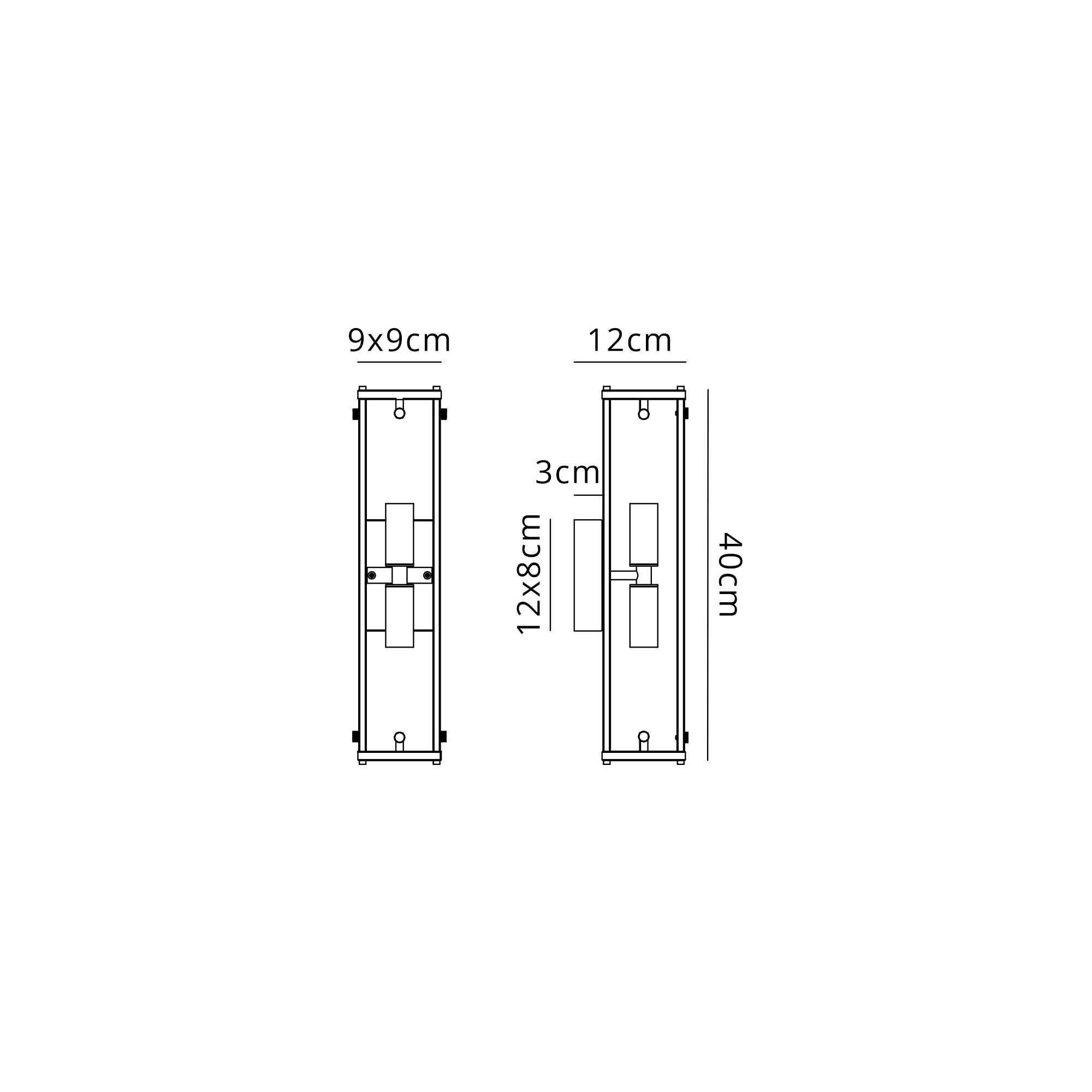 Sierra 40cm/75cm Rectangular Bathroom Wall Light- Various Finishes