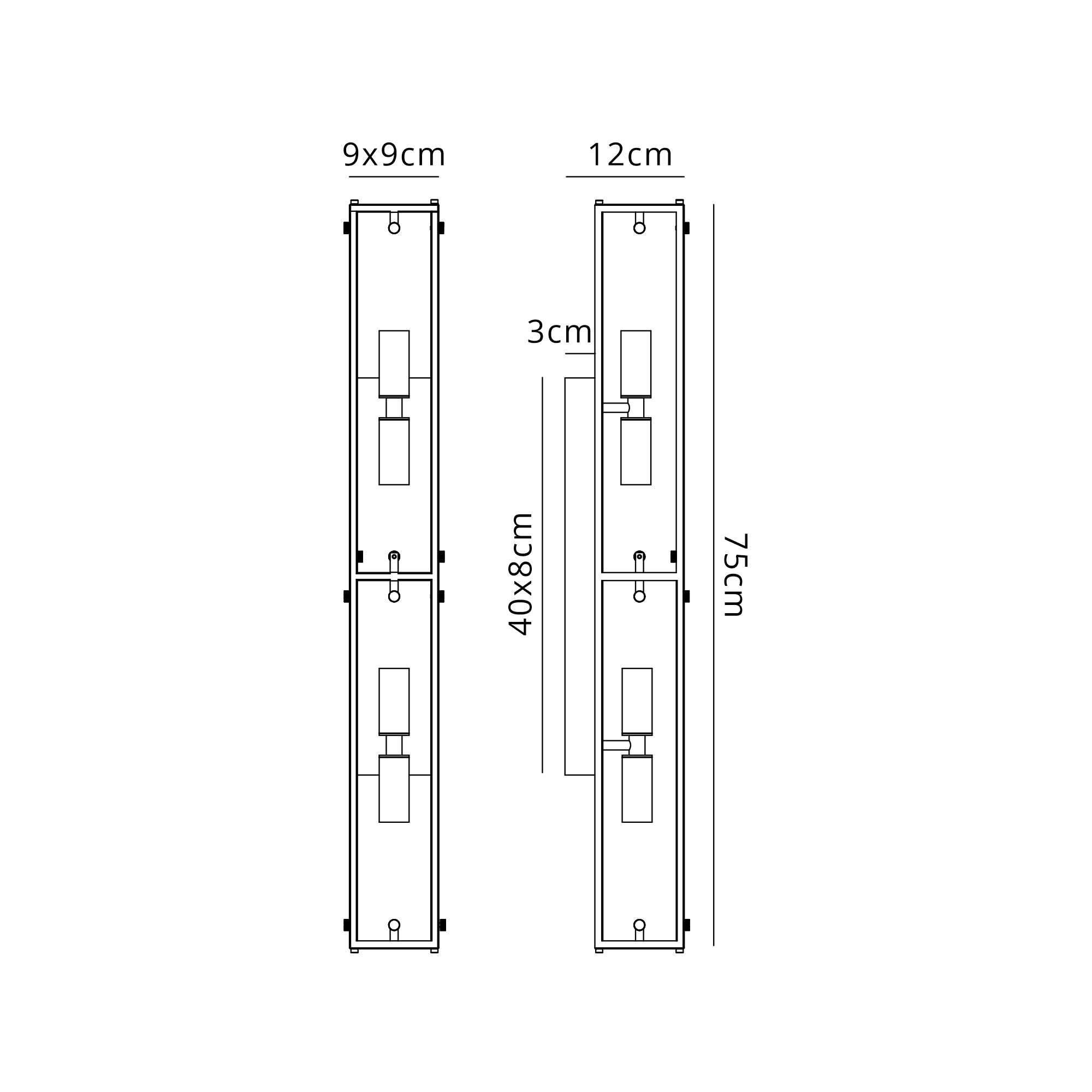 Sierra 40cm/75cm Rectangular Bathroom Wall Light- Various Finishes