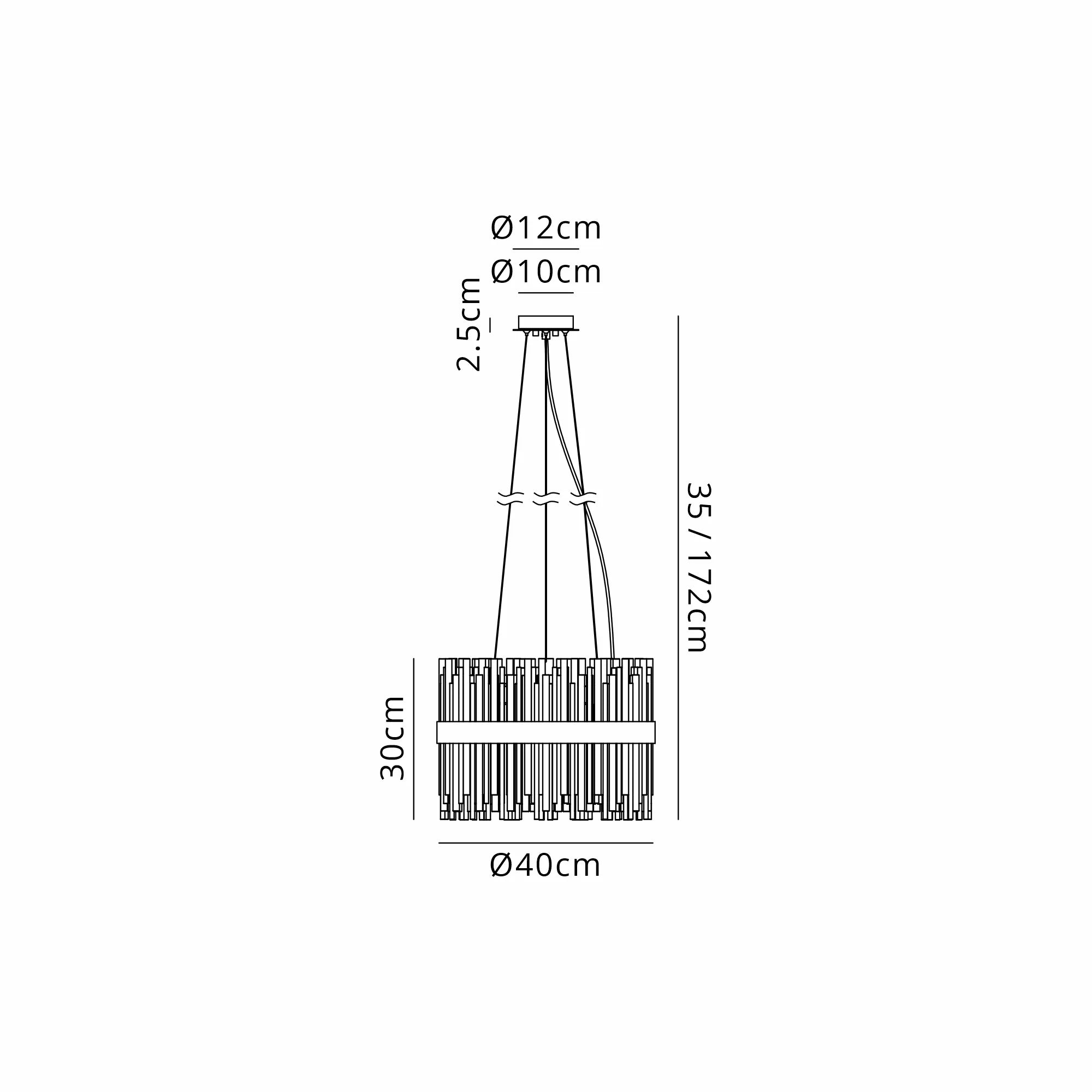 Erin 9/12Lt Glass Rod Pendant Round- Various Finishes