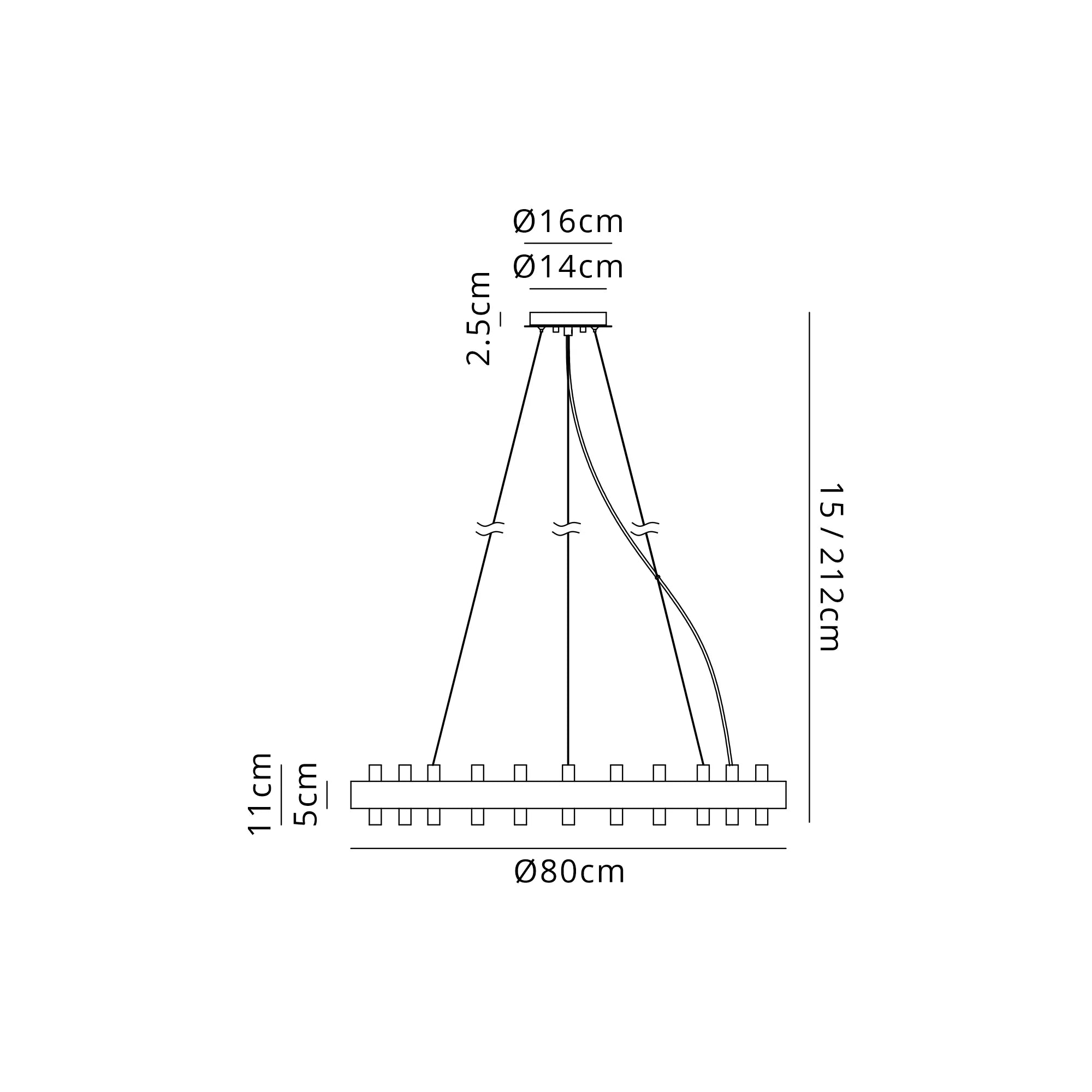 Erin 24/30Lt Glass Rod Pendant Round- Various Finishes