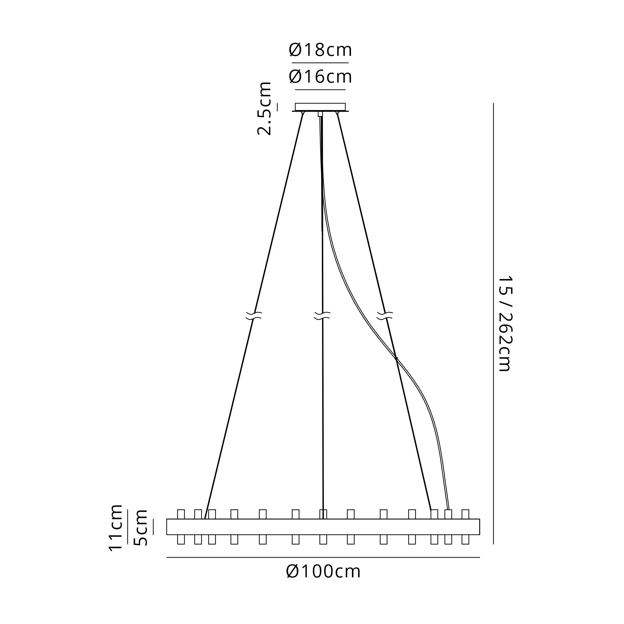 Erin 24/30Lt Glass Rod Pendant Round- Various Finishes