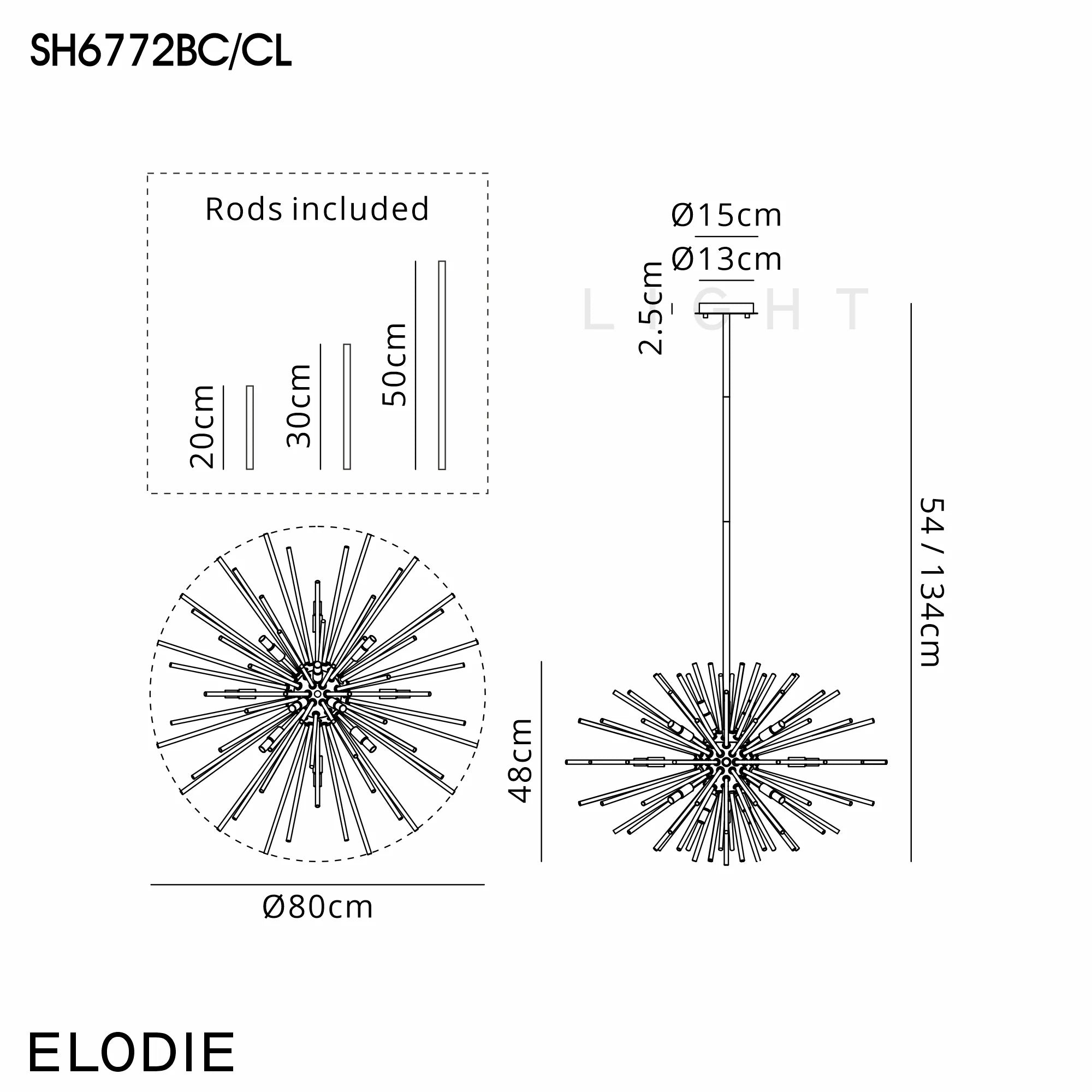 Erin Sputnik Glass Rod Pendant - Various Finishes & Sizes