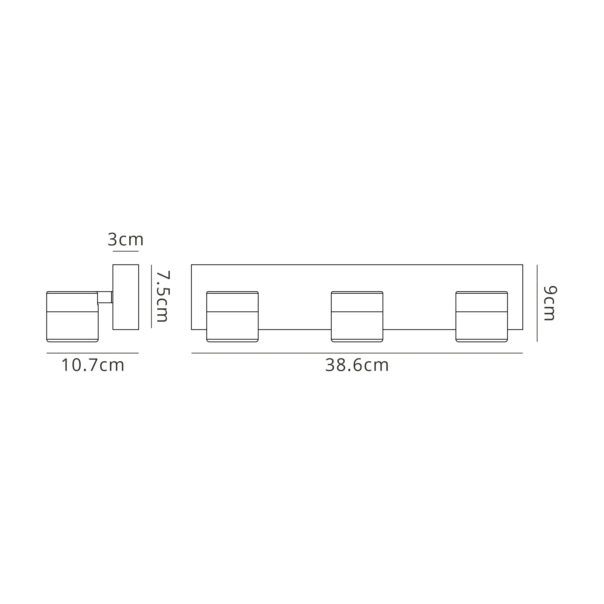 Zap Wall Lamp Triple Adjustable, 3 x 5W LED, 4000K, 1275lm, IP44, 3yrs Warranty