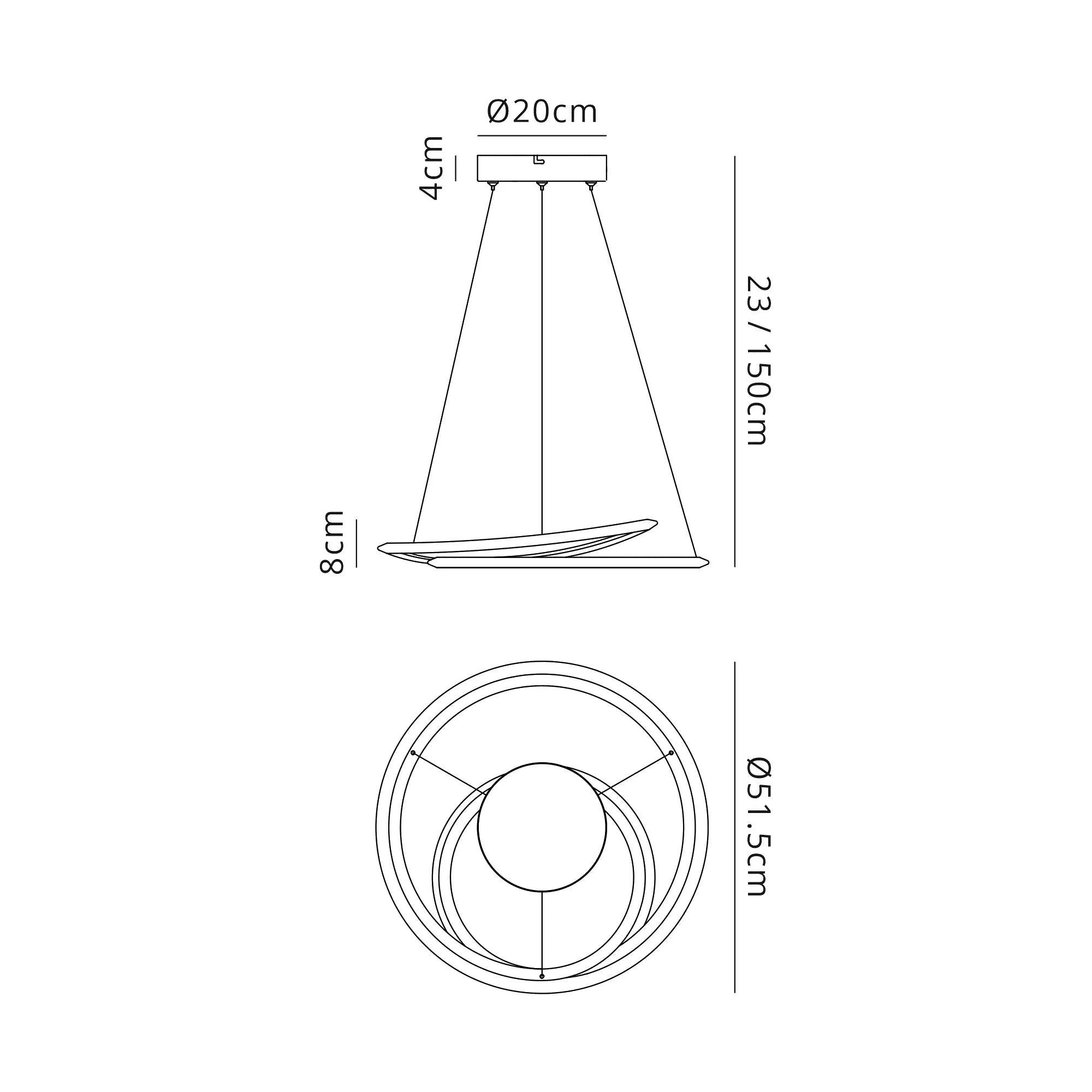 Maive Hanging LED Ceiling Light- Various Colors & Sizes