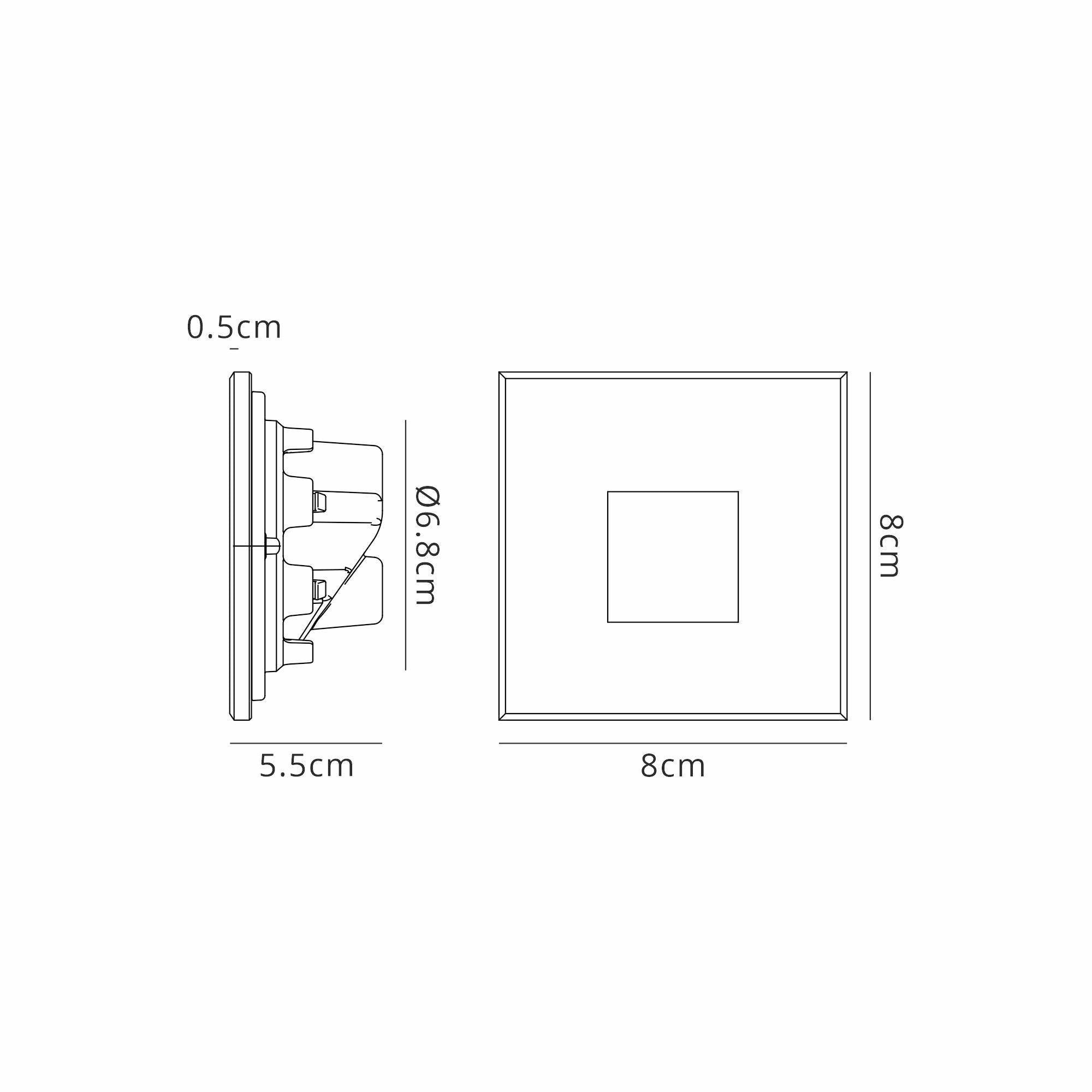 Ranch 2W Recessed Square Glass Fronted Wall Lamp