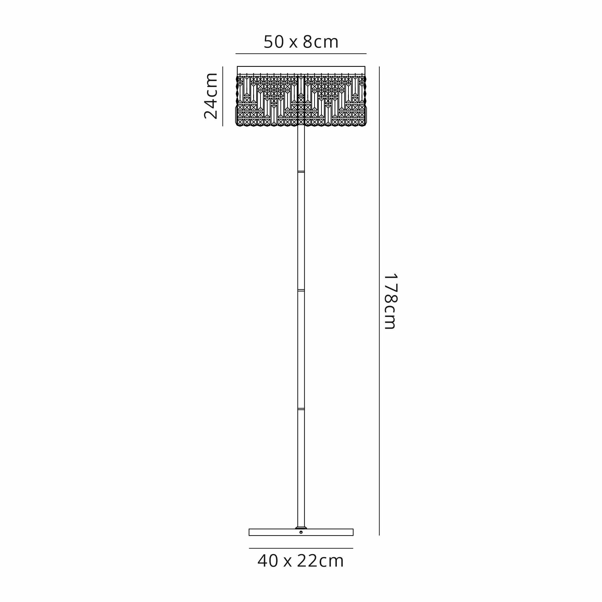 Ashby Rectangular Floor Lamp, E14, Polished Chrome / Gold Crystal Finishes