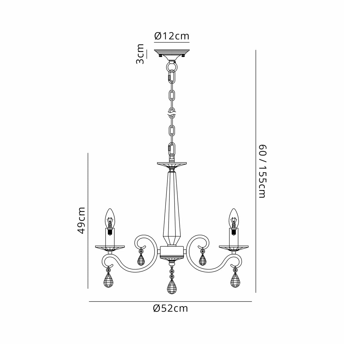 Gracey 4/6/8Lt Chandelier- Various Finishes
