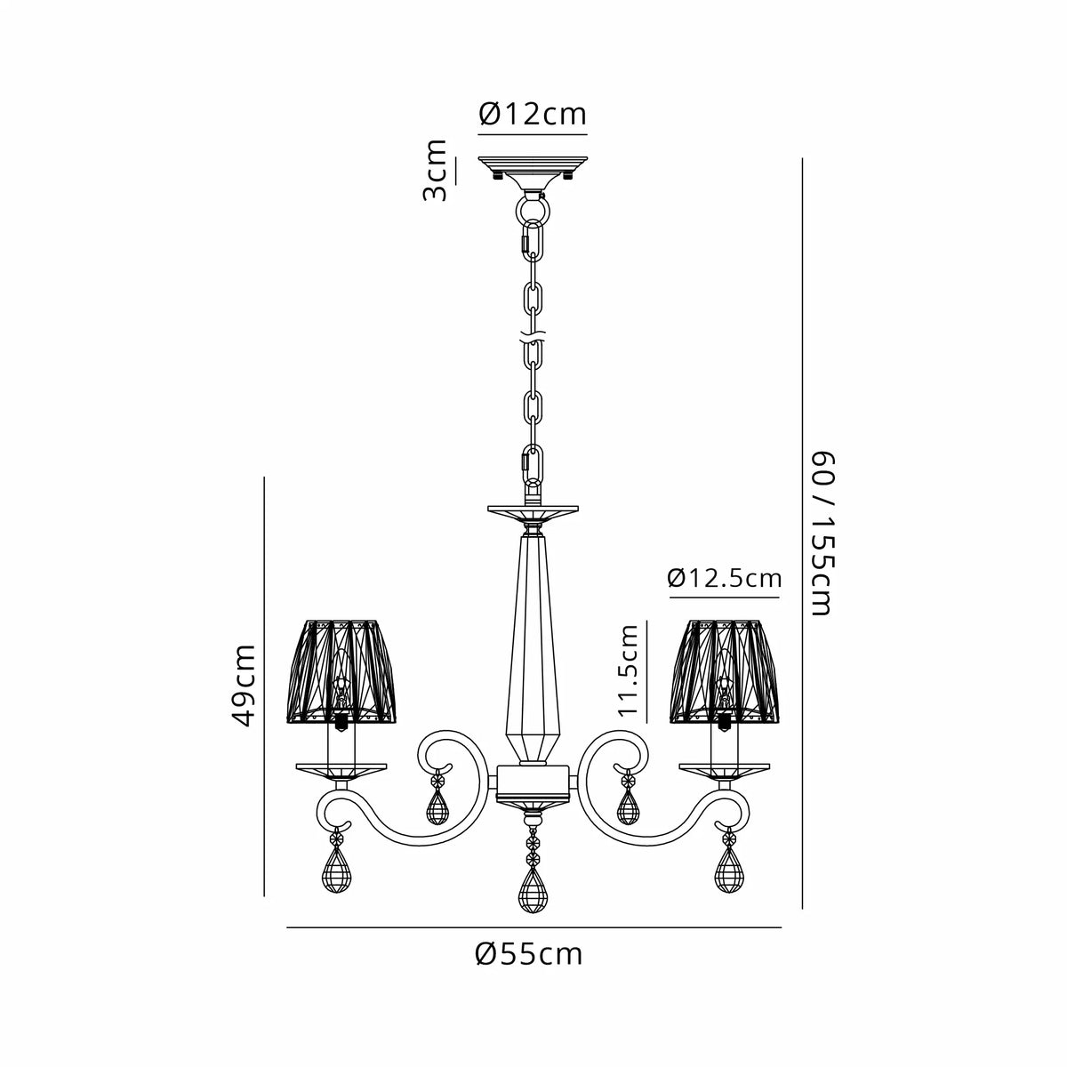 Gracey 4/6/8Lt Crystal Chandeliers- Various Finishes w Crystal Shades