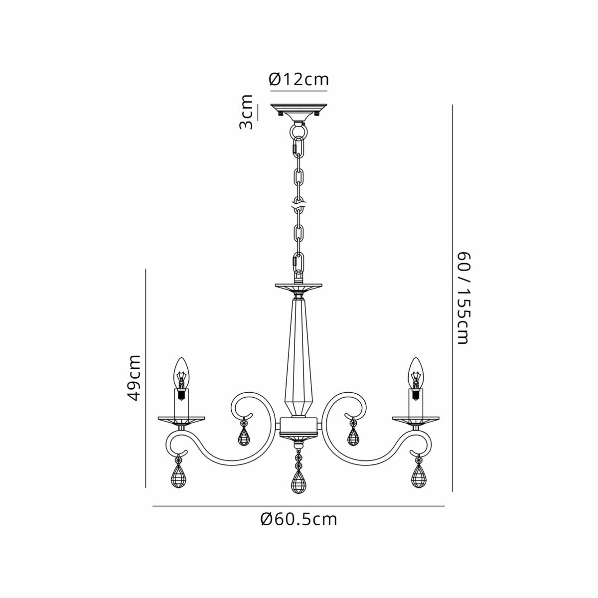 Gracey 4/6/8Lt Chandelier- Various Finishes