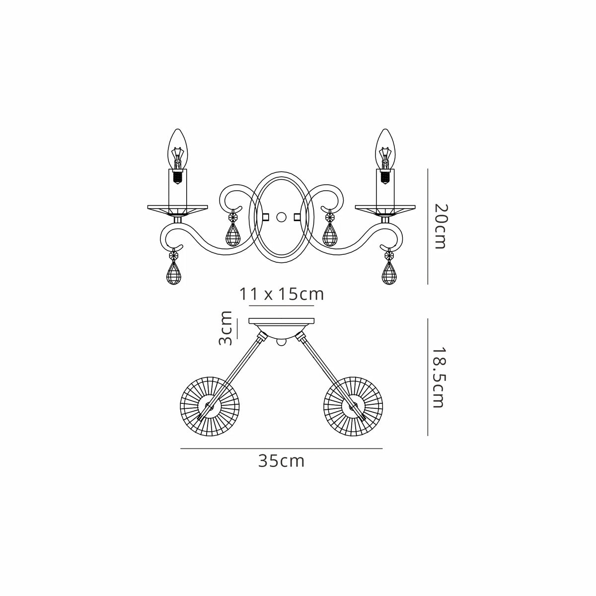 Gracey Wall Light without Shade- Various Finishes