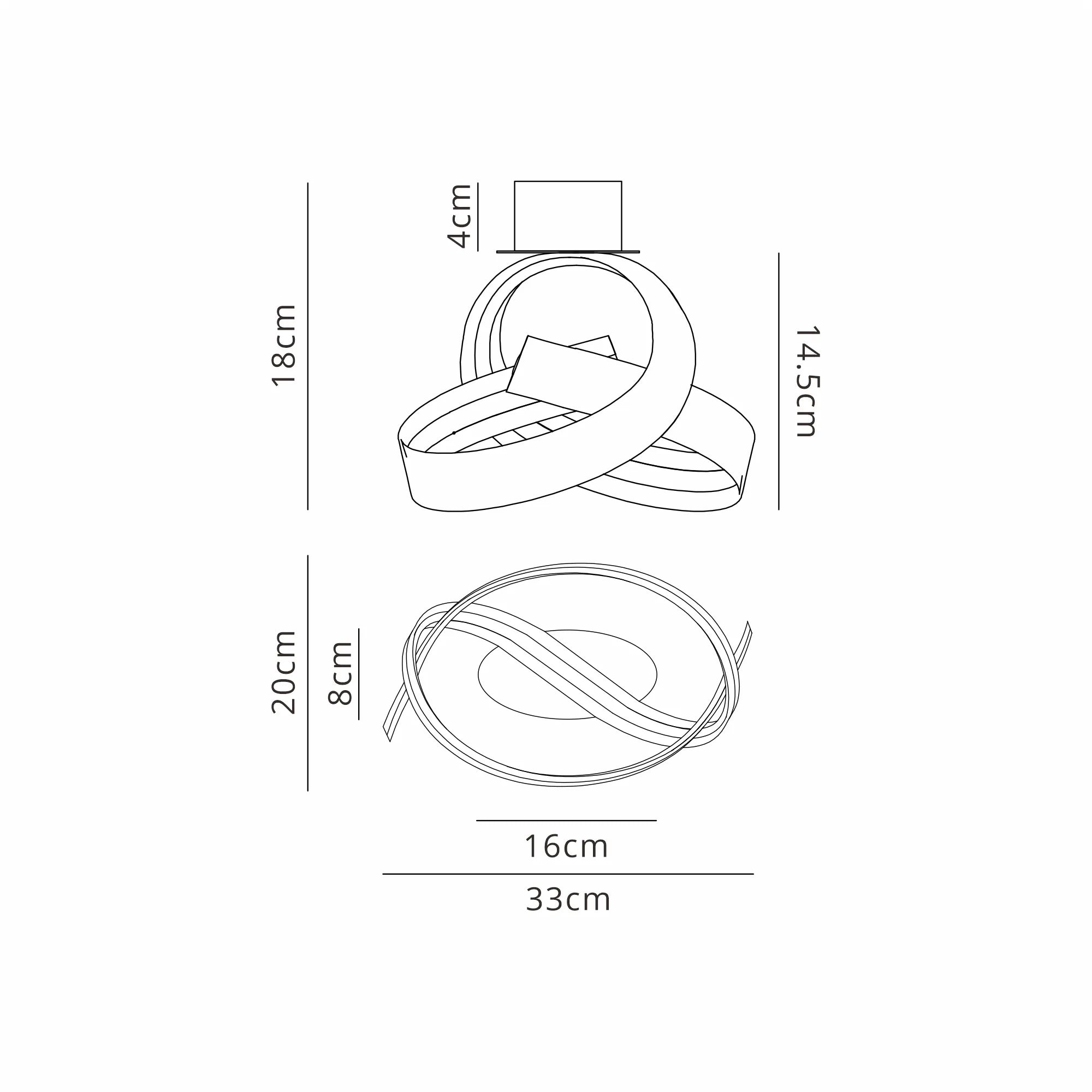 Alice Loop Wall Light Triac Dimmable, 3yrs Warranty Dark Grey/ Gold Finishes