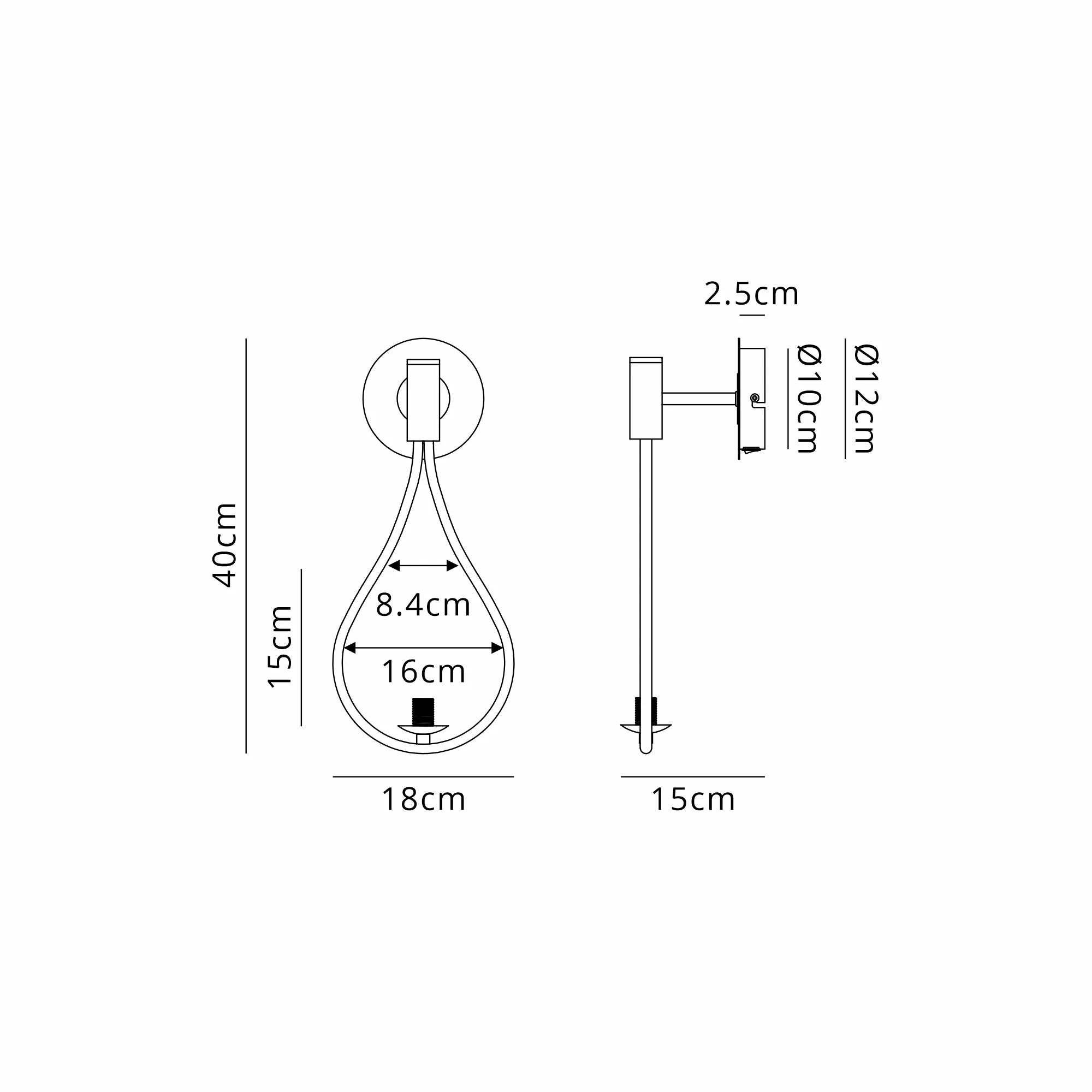 Miller Teardrop Switched Wall Lamp- Various Finishes
