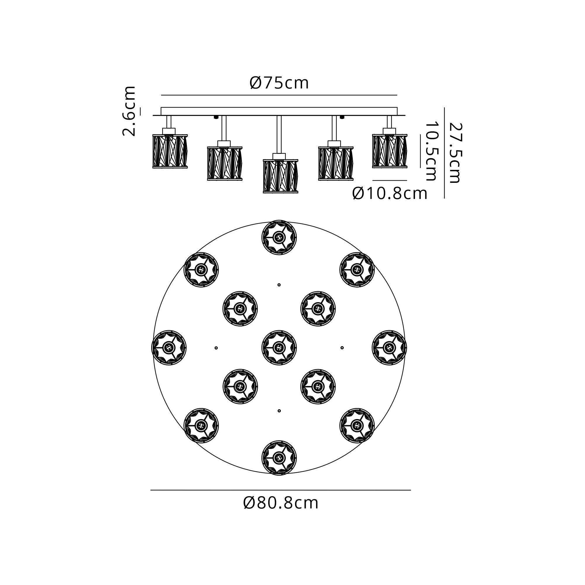 Melissa 9/13Lt Flush Ceiling Light- Various Finishes