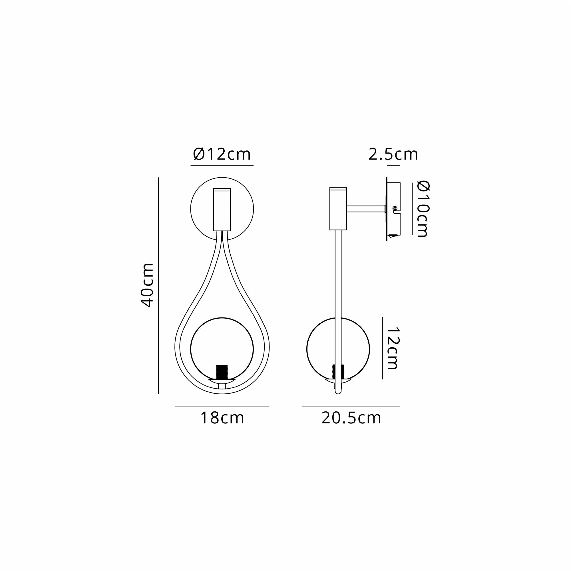 Miller Teardrop Switched Wall Lamp- Various Finishes