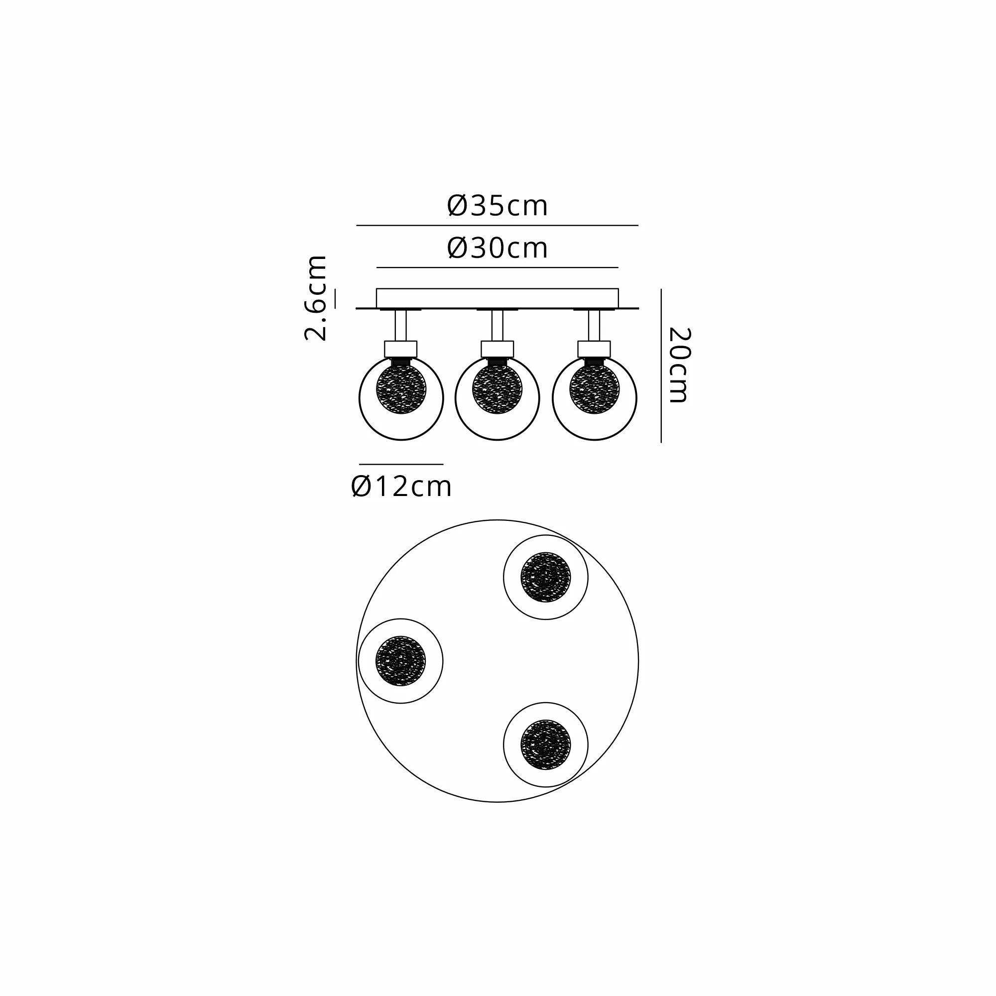 Cassis 3/5Lt Round Flush Ceiling Light - Various Finishes