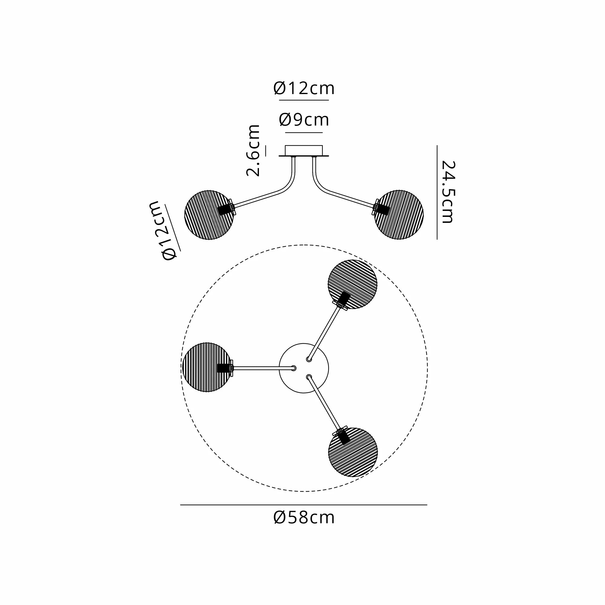 Caledon Semi Flush Light, 3 Light G9- Various Finishes