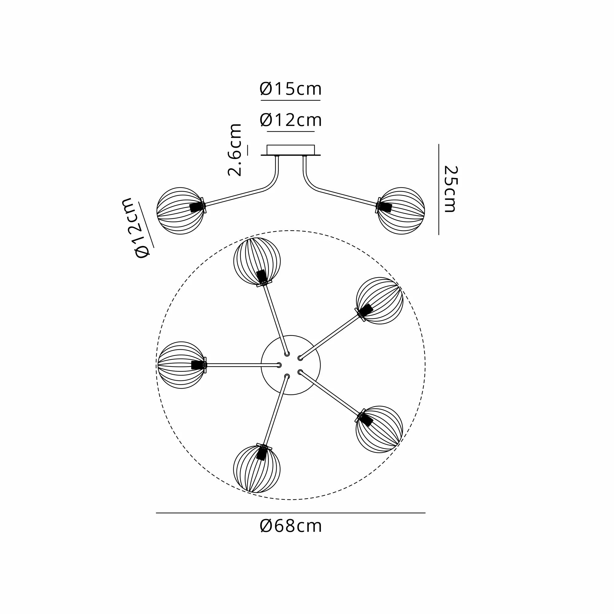 Caledon Semi Flush Light, 5 Light G9- Various Finishes