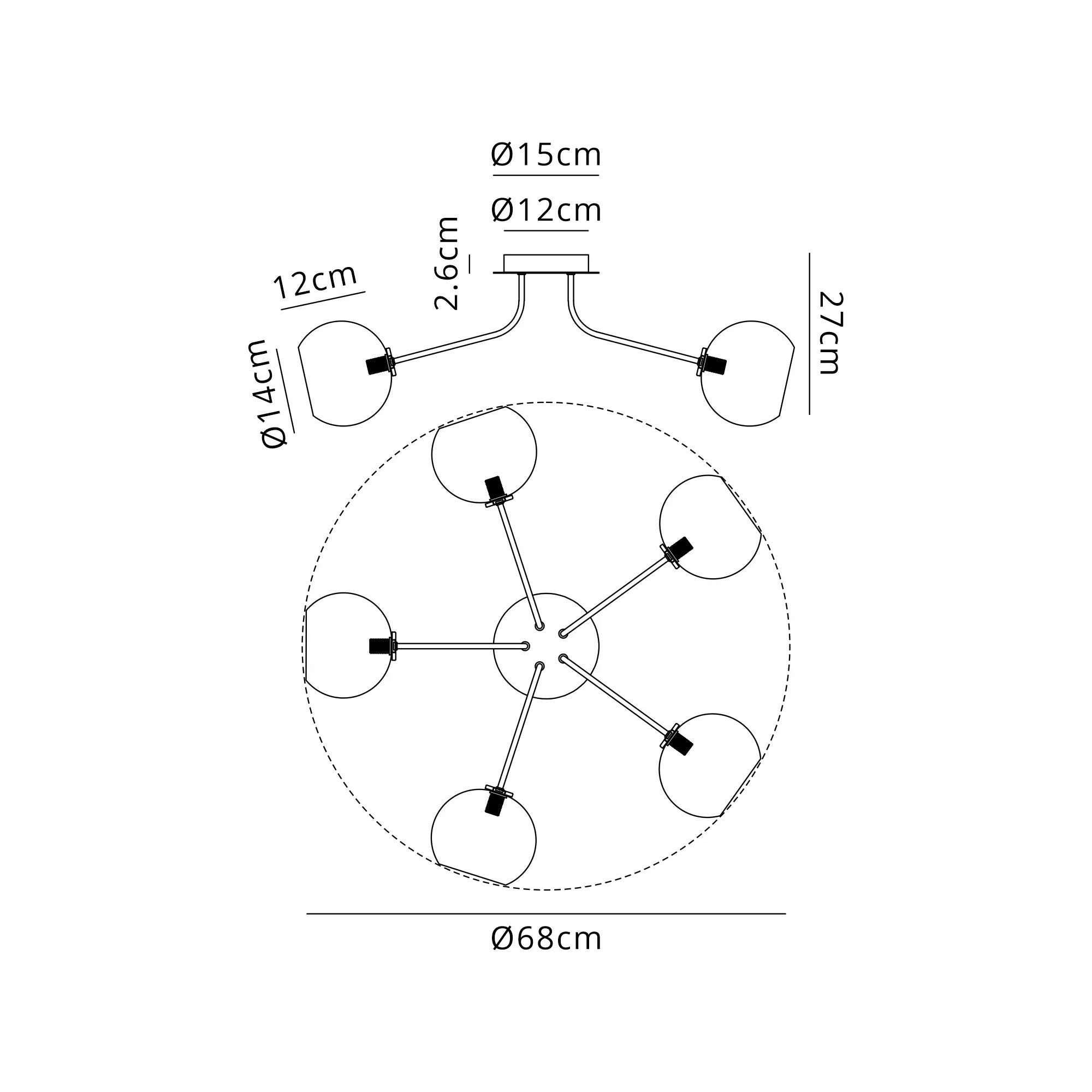 Caledon Semi Flush Light, 5 Light G9- Various Finishes