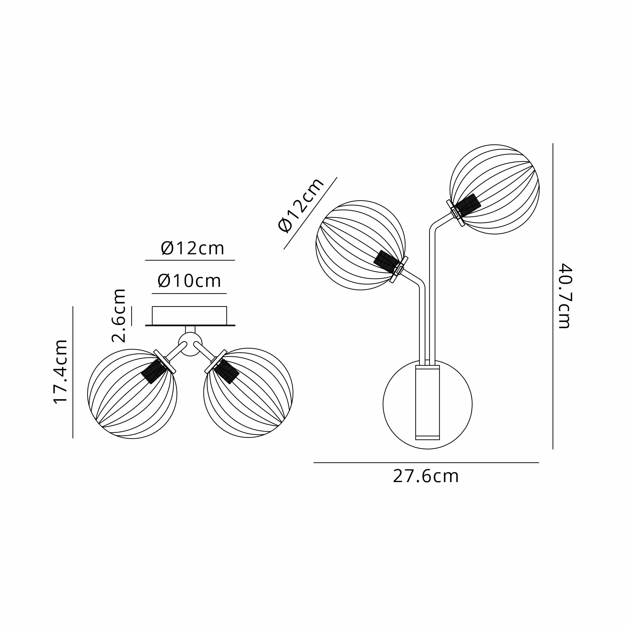 Caledon Wall Light, 2 Light G9, Light Painted Beige- Various Glass Finishes