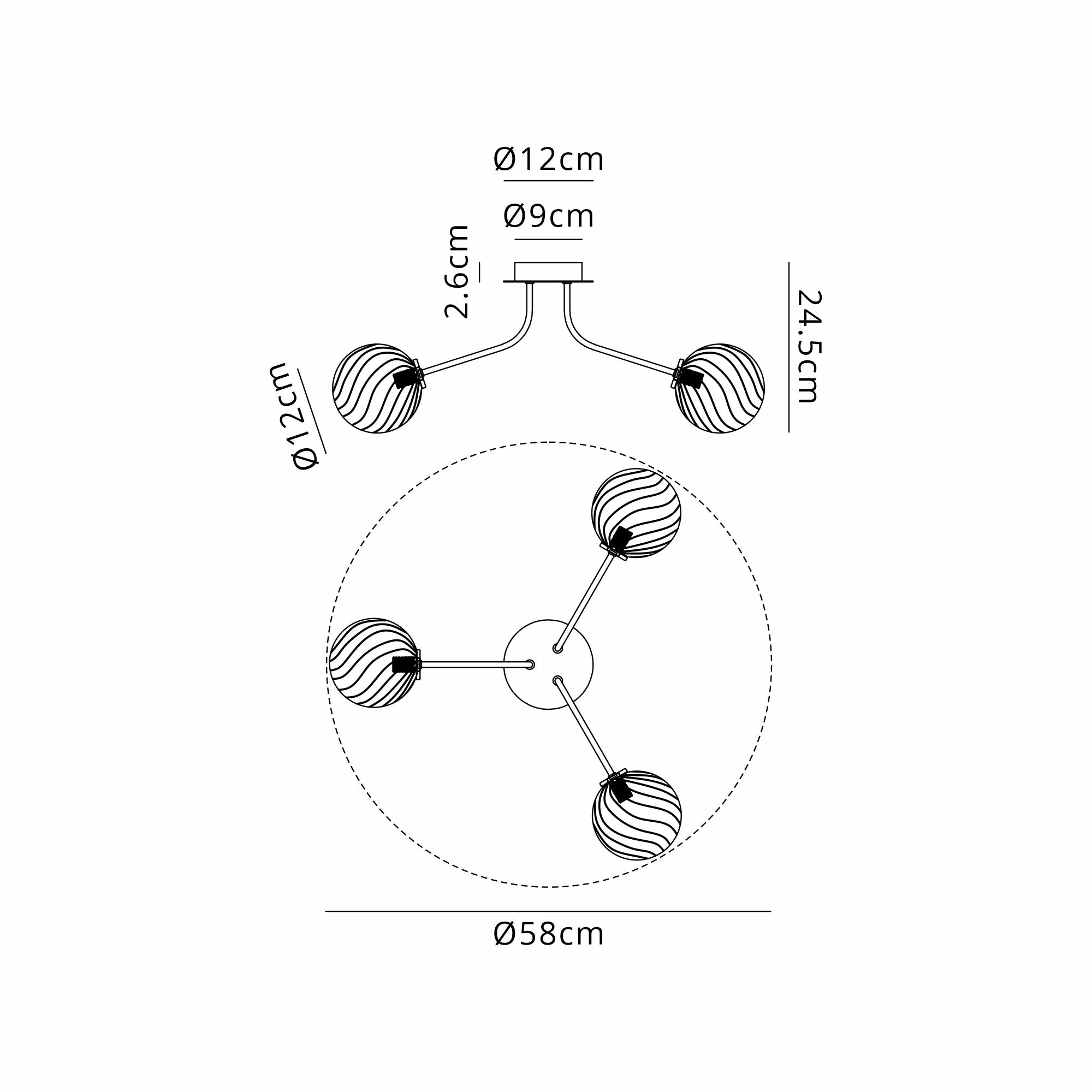 Caledon Semi Flush Light, 3 Light G9- Various Finishes