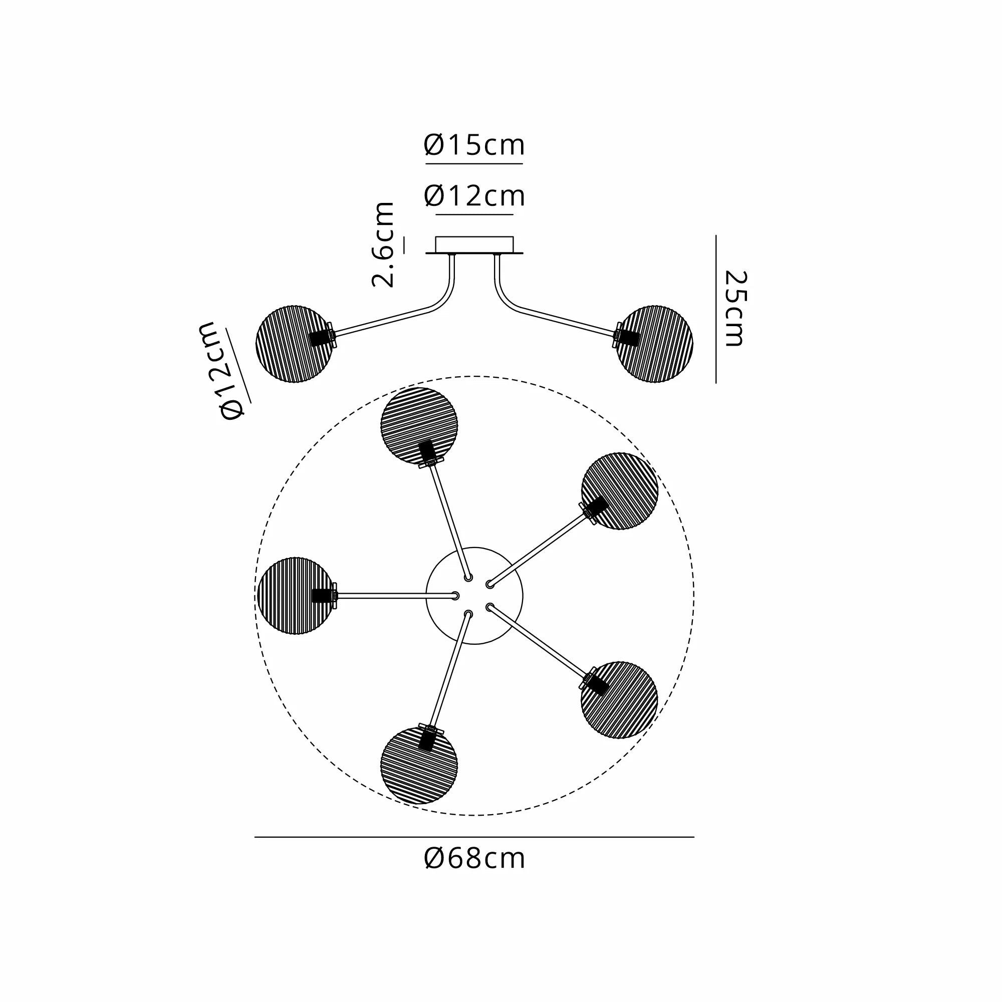 Caledon Semi Flush Light, 5 Light G9- Various Finishes