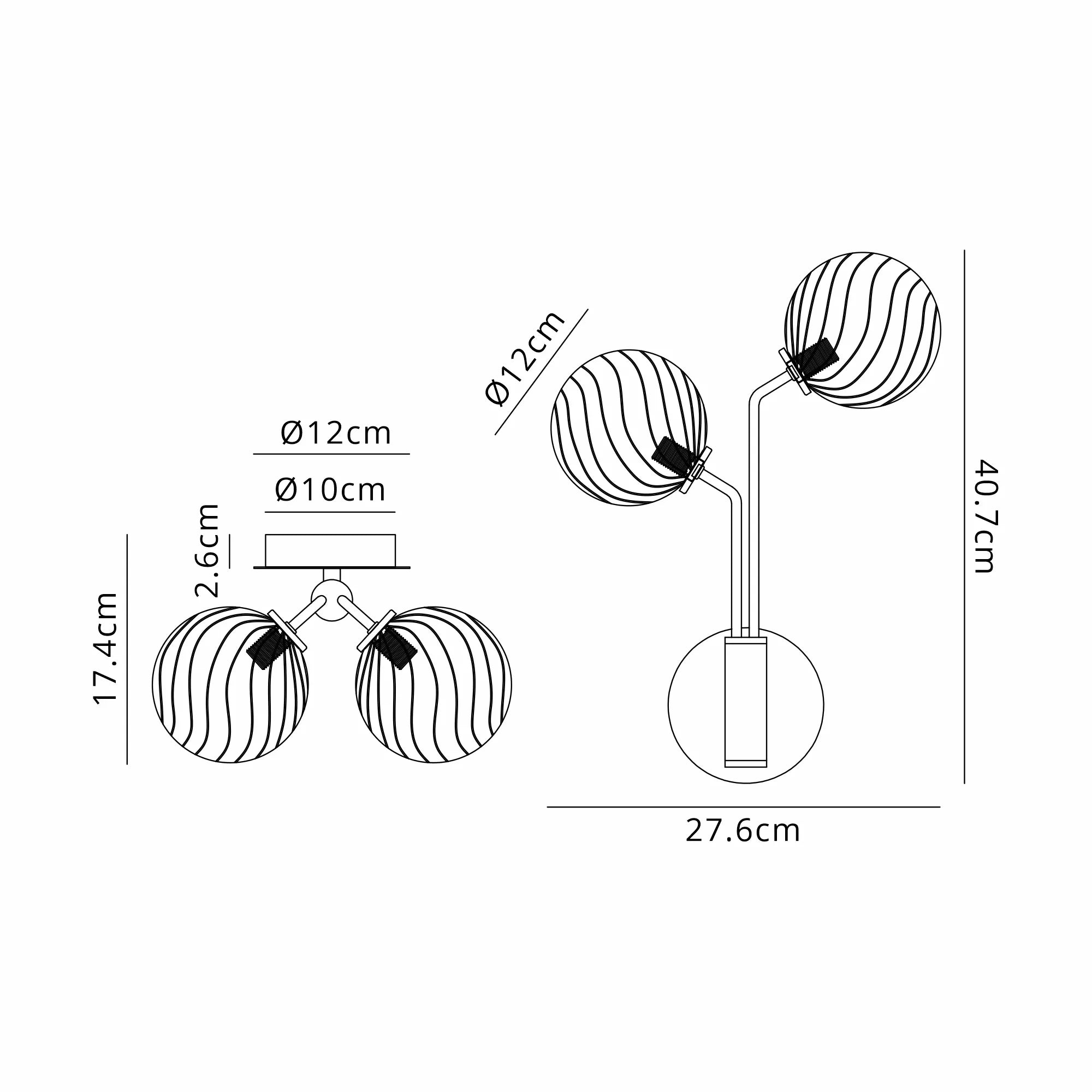 Caledon Wall Light, 2 Light G9, Satin Nickel- Various Glass Finishes