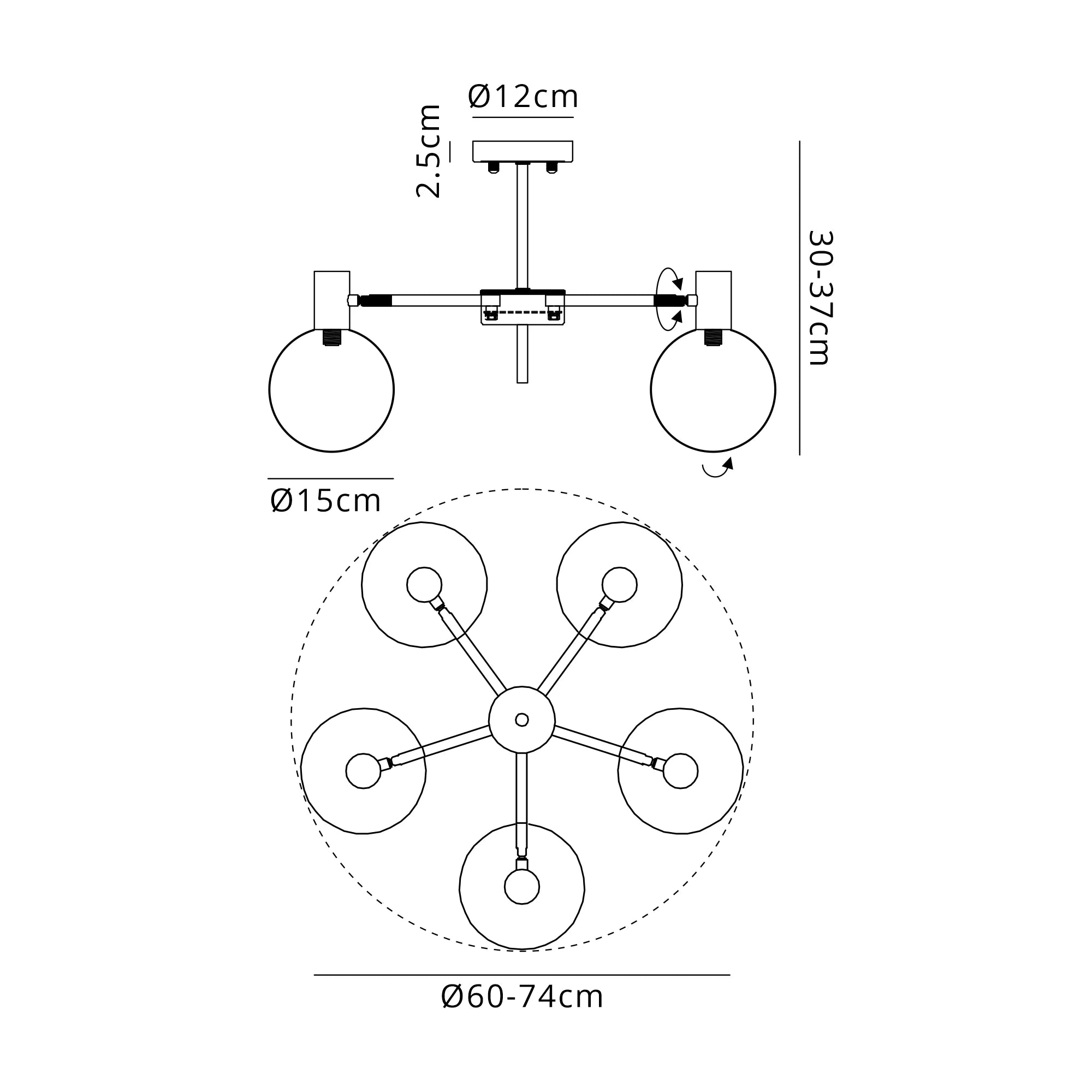 Brantley 3Lt/5 Lt Semi Flush Ceiling Light G9- Various Finishes