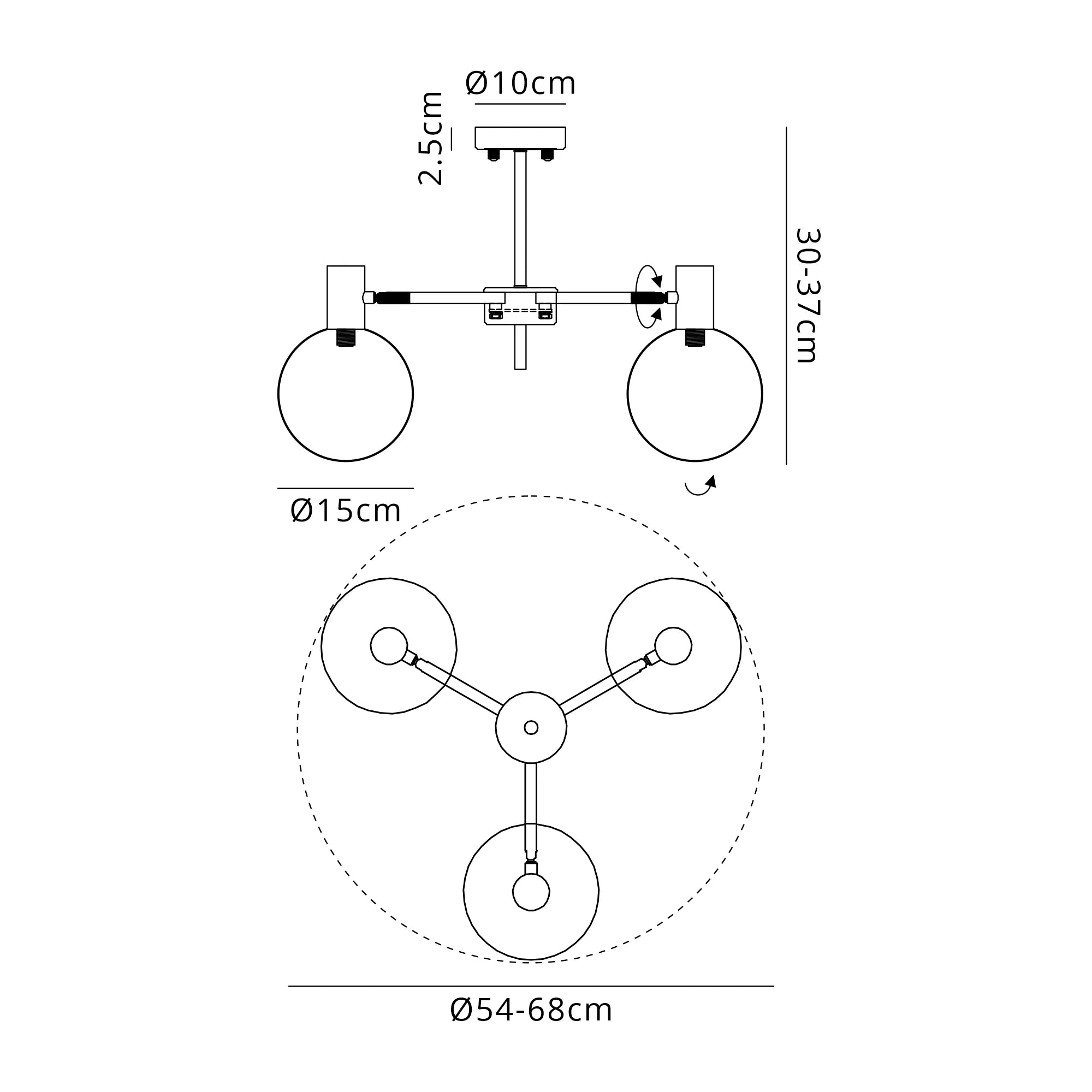 Brantley 3Lt/5 Lt Semi Flush Ceiling Light G9- Various Finishes