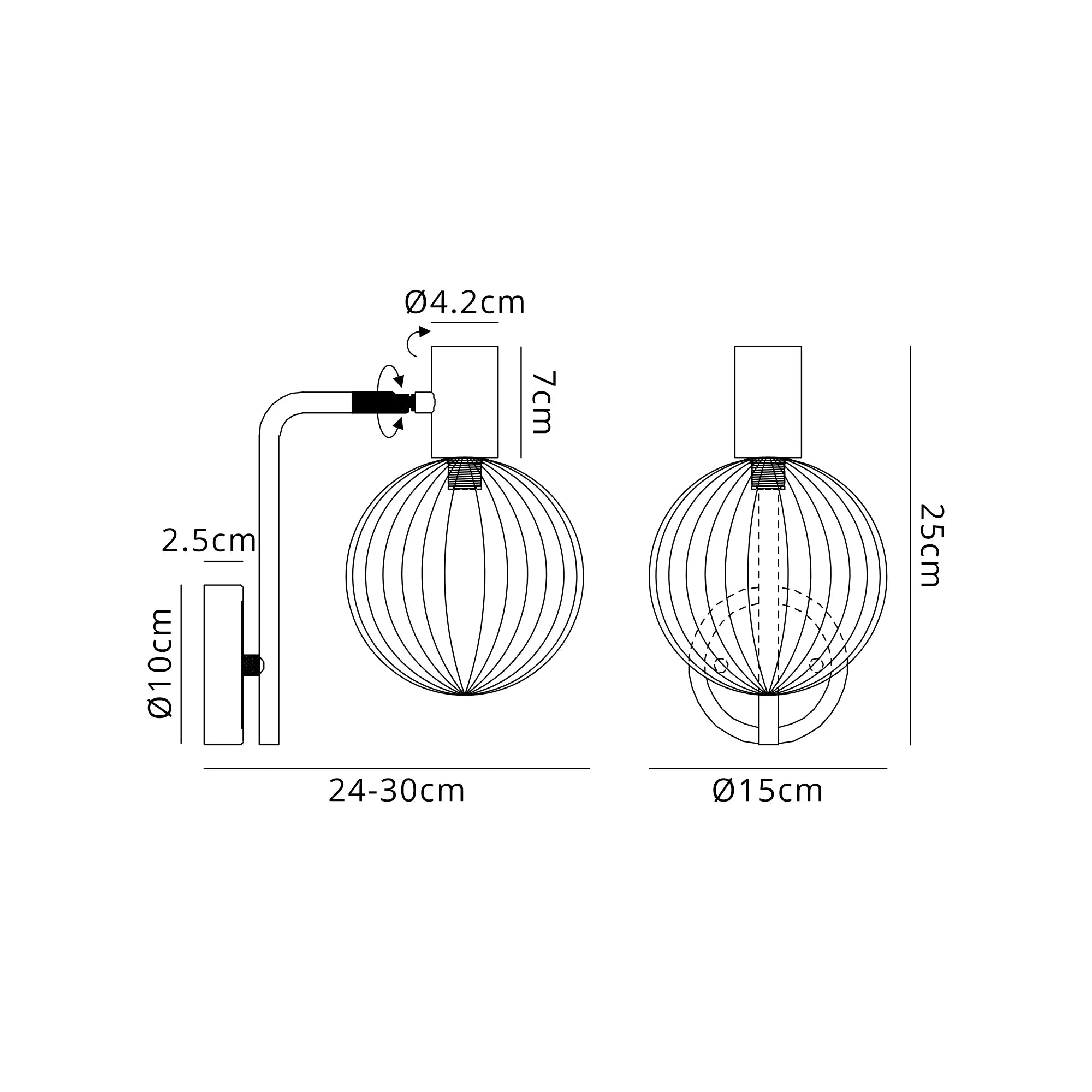 Brantley Wall Light Adjustable Arm- Various Finishes