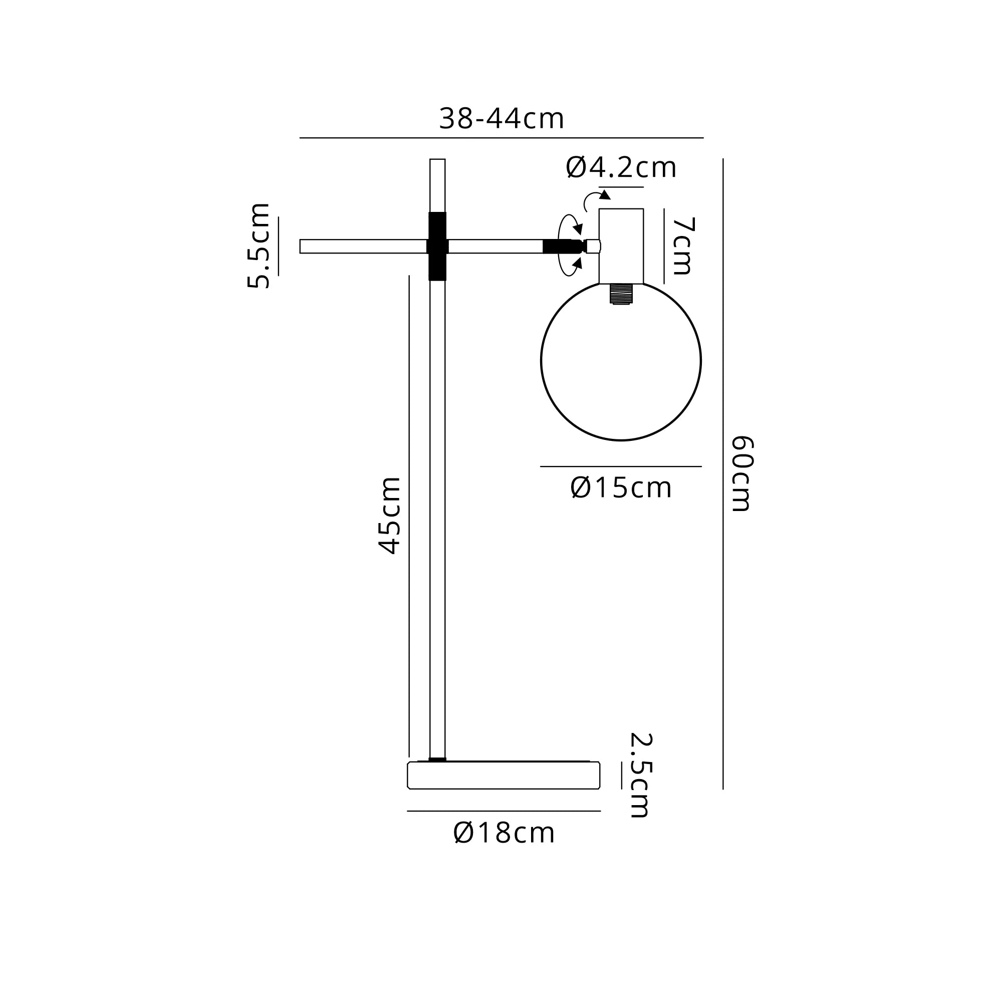 Brantley Table Light Adjustable Arm- Various Finishes