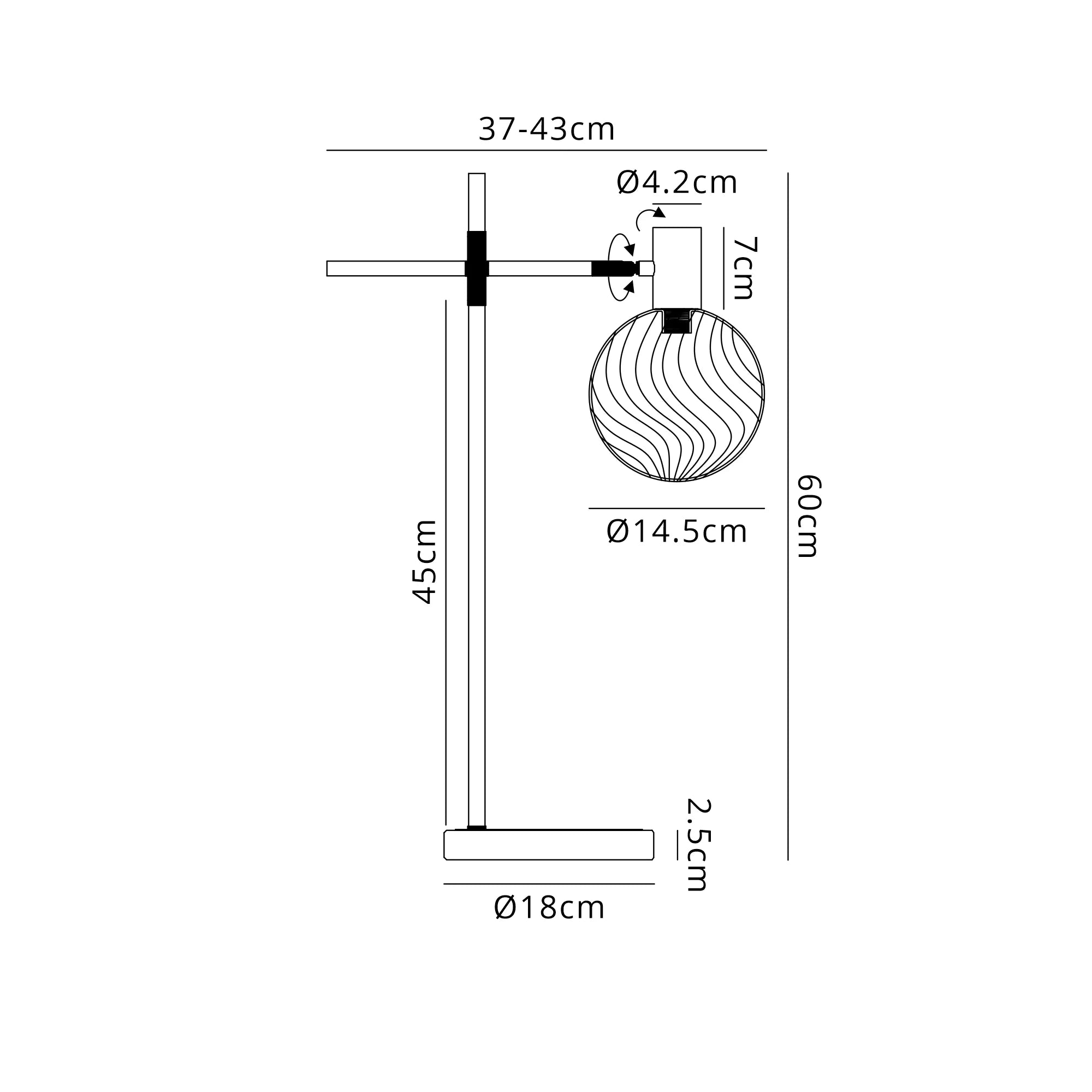 Brantley Table Light Adjustable Arm- Various Finishes