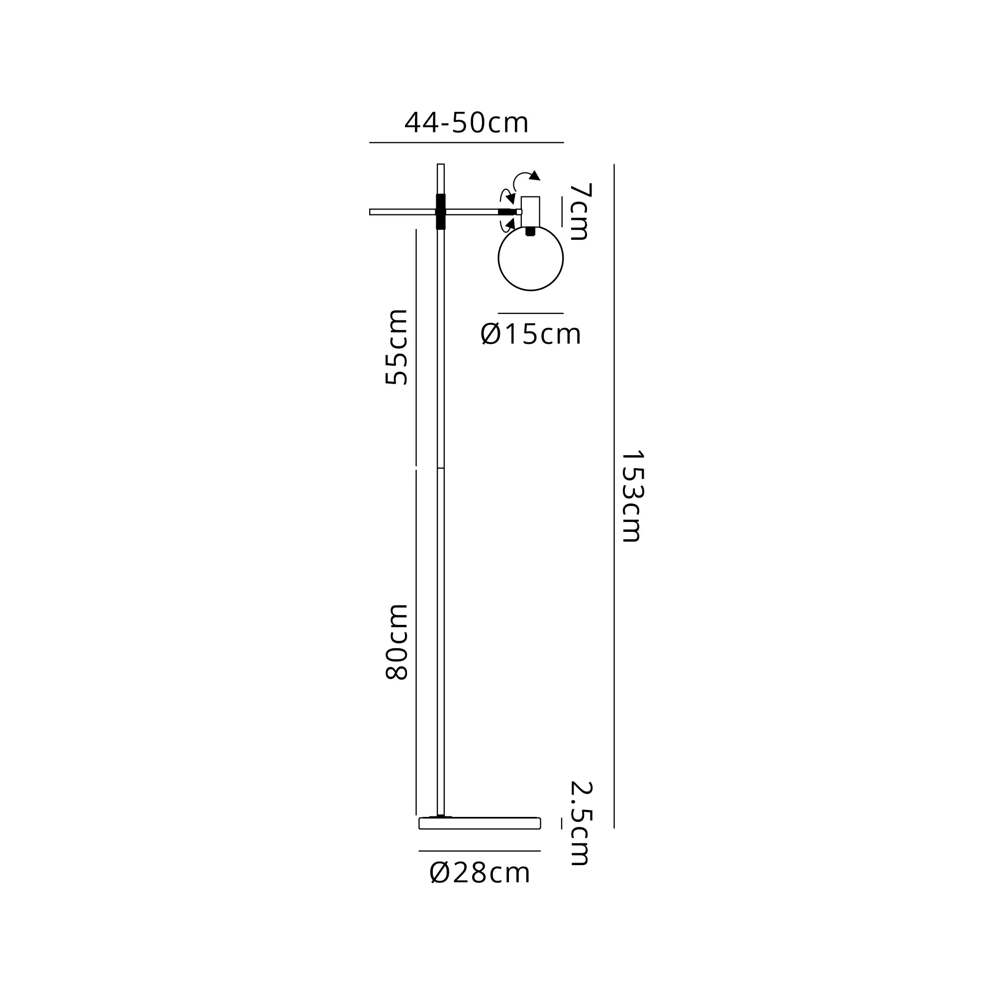 Brantley Floor Light Adjustable Arm 1 Light G9- Various Finishes