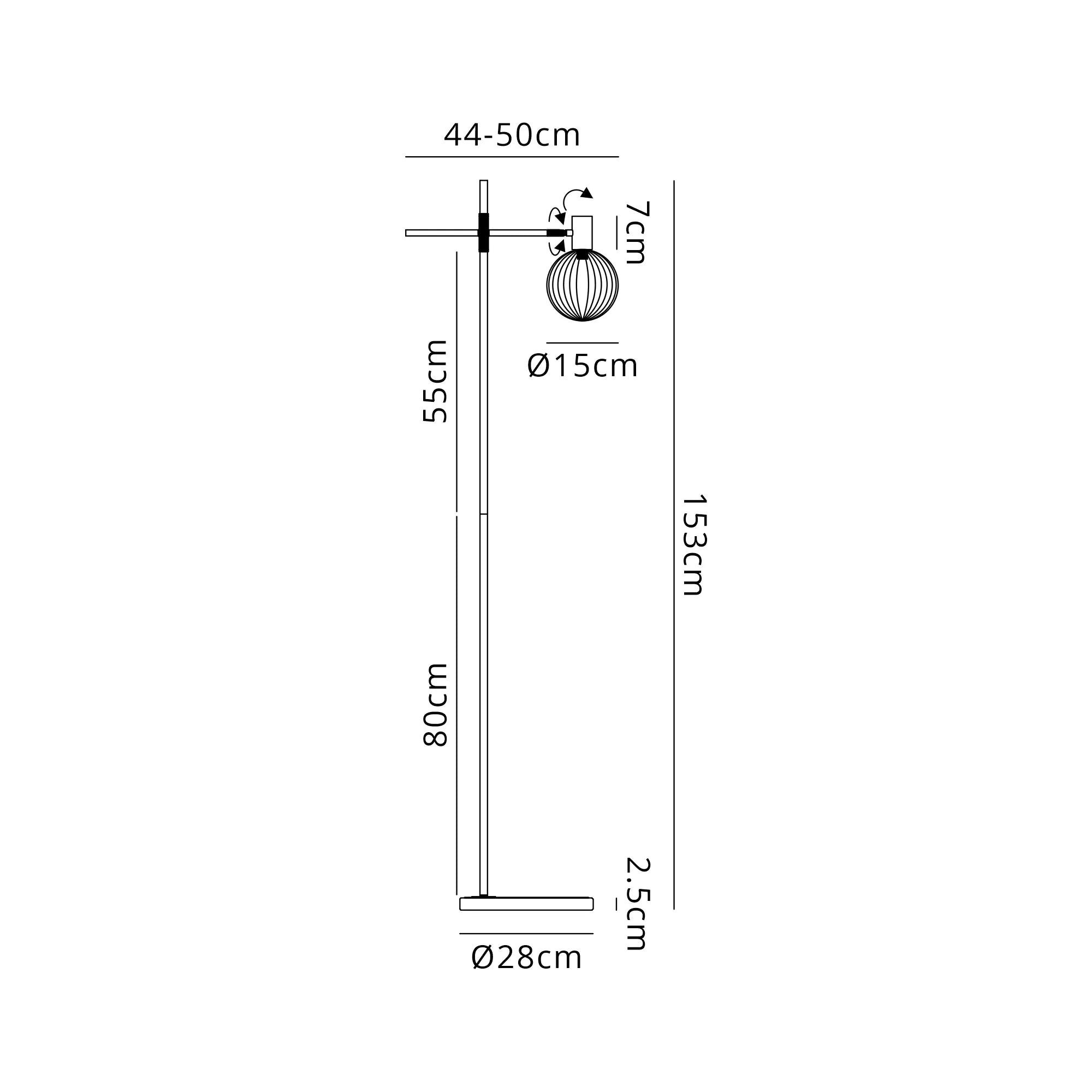 Brantley Floor Light Adjustable Arm 1 Light G9- Various Finishes