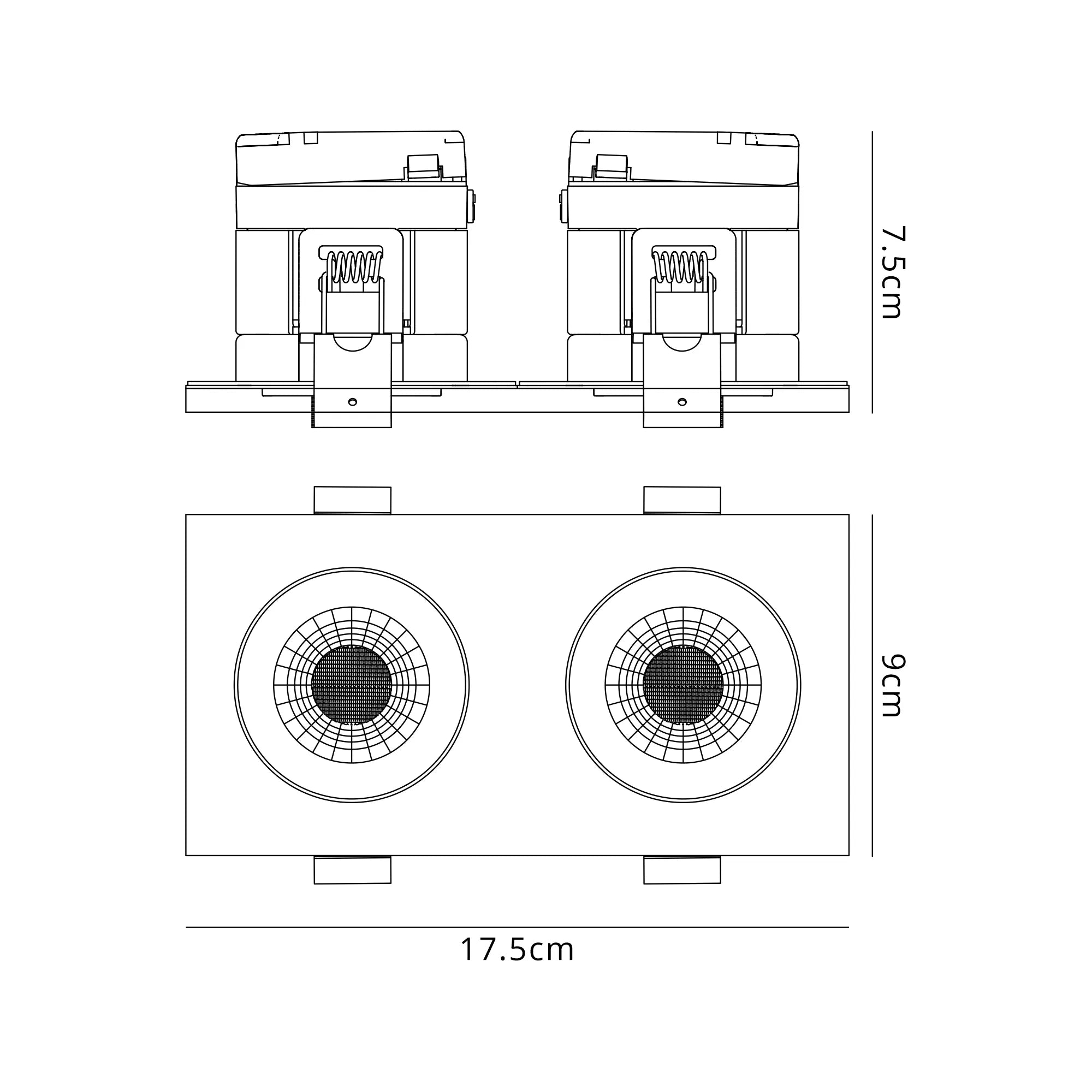 Zarya 8W Dual IP65 Crystal Fire-Rated Downlight - Rectangular