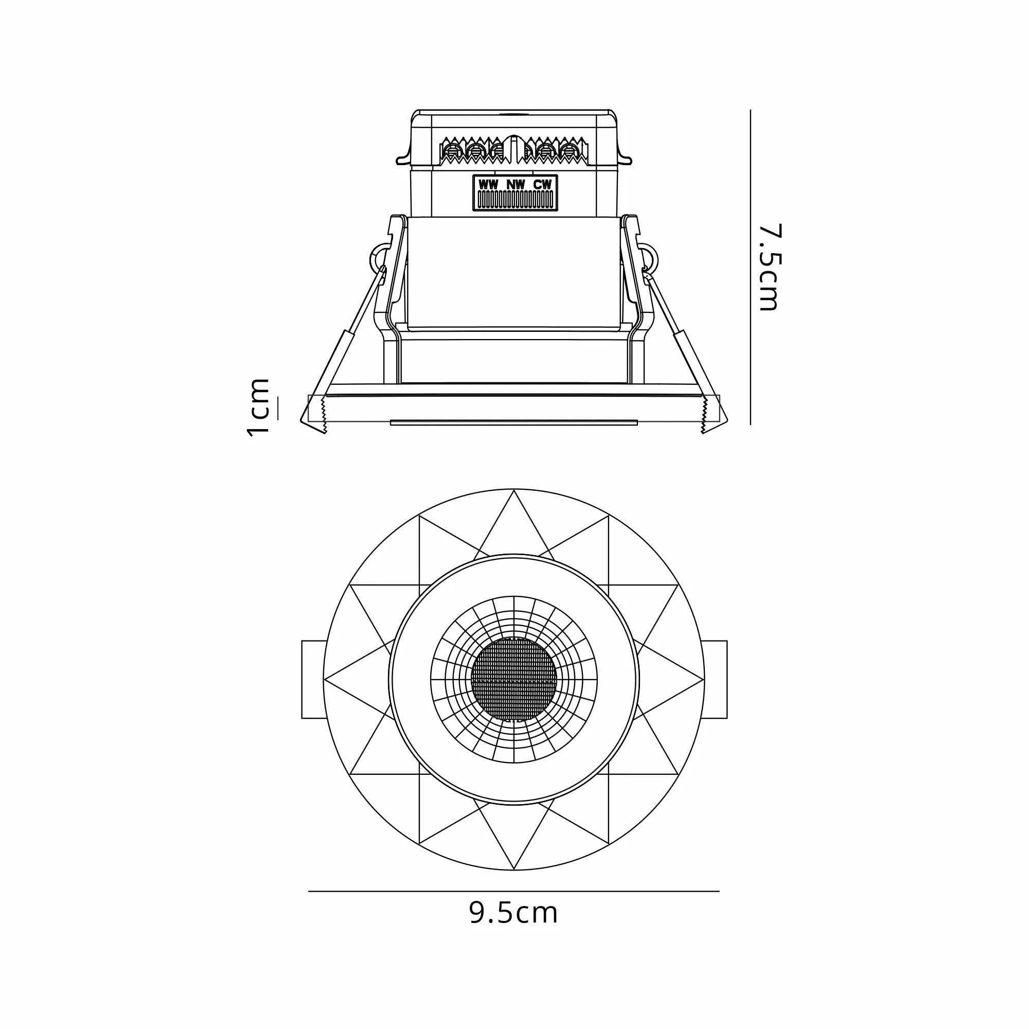 Zarya 8W IP65 Fire-Rated Downlight - Chamfered Crystal