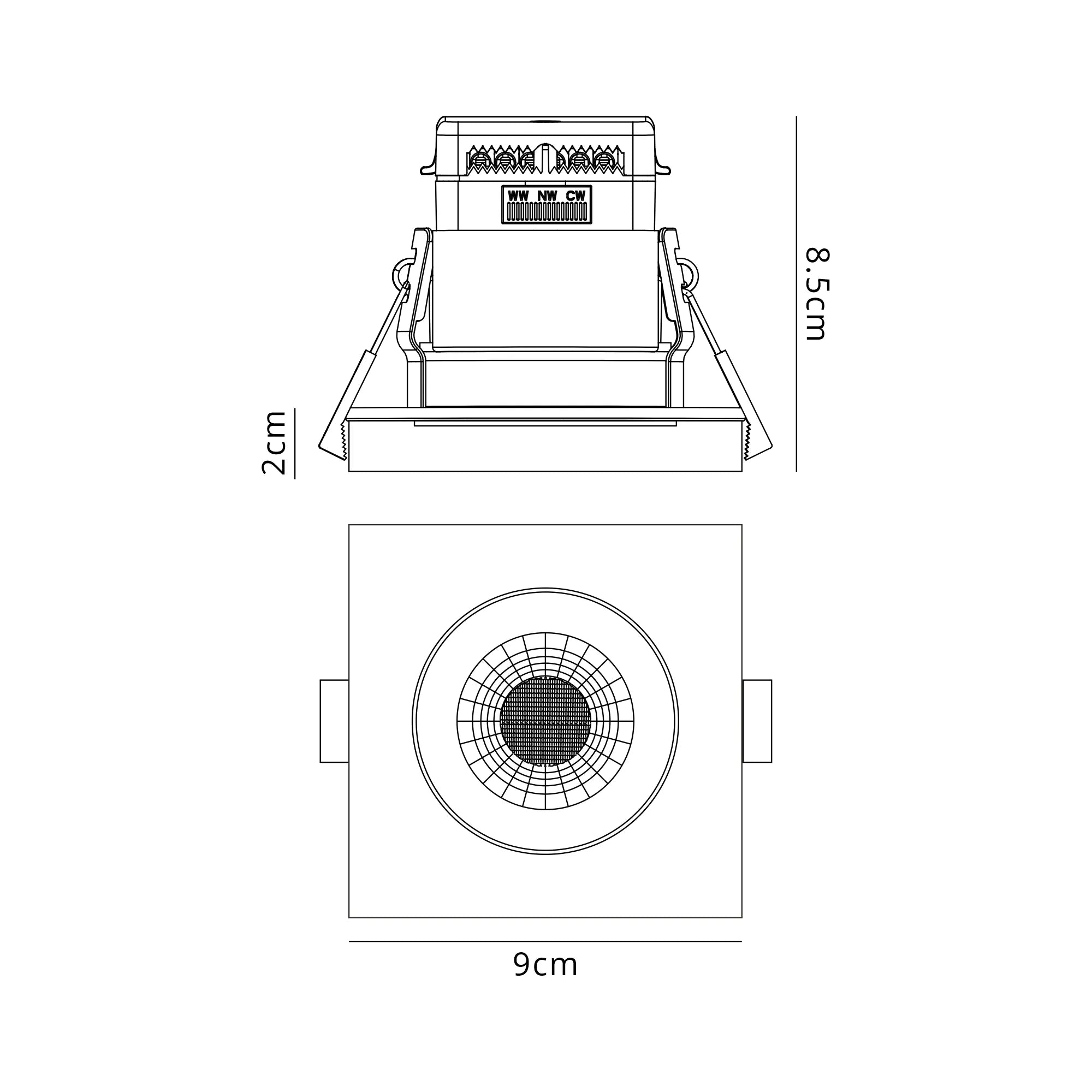 Zarya 8W IP65 Crystal Fire-Rated Downlight - Square