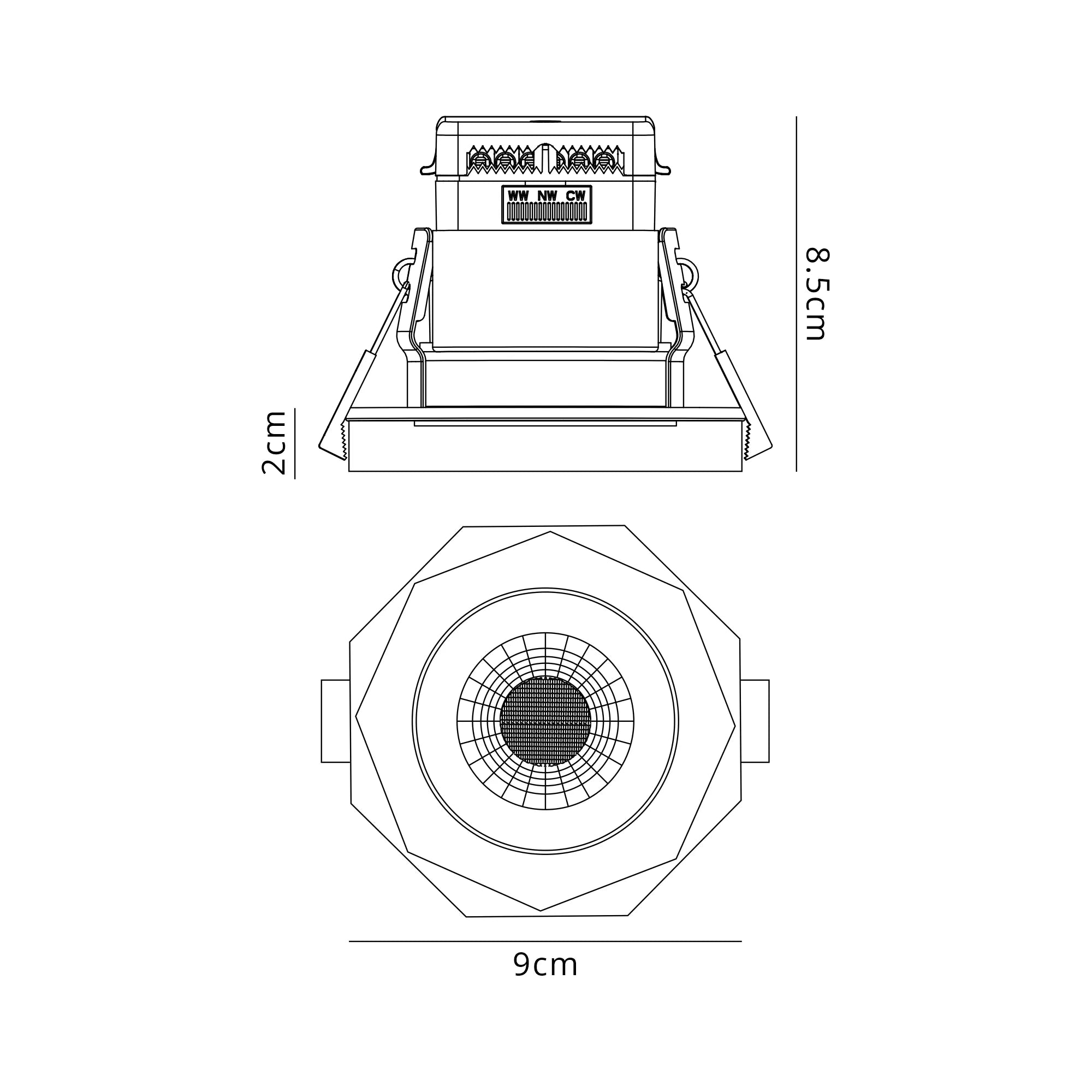 Zarya 8W IP65 Crystal Bubble Fire-Rated Downlight - Octagonal